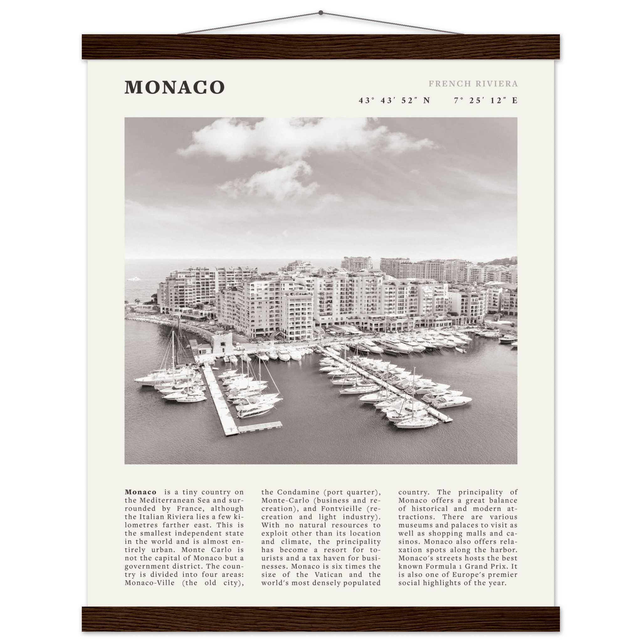 Monaco Poster Black and White – Vintage Monte Carlo Harbor Print (Digital & Printed Options) - Evergreen Posters