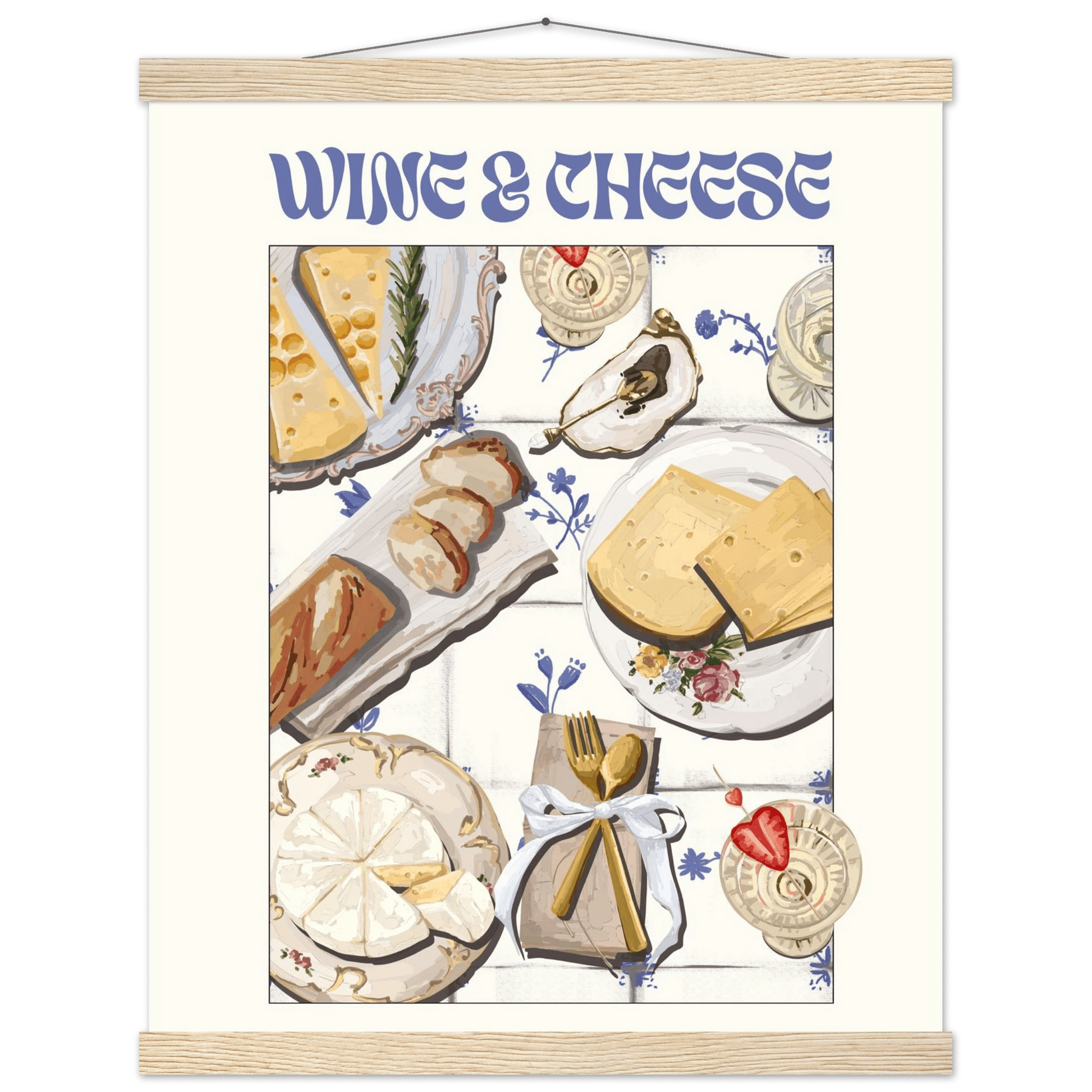 Wine & Cheese Poster – Elegant Kitchen & Dining Wall Art Print (Digital & Printed Options) - Evergreen Posters