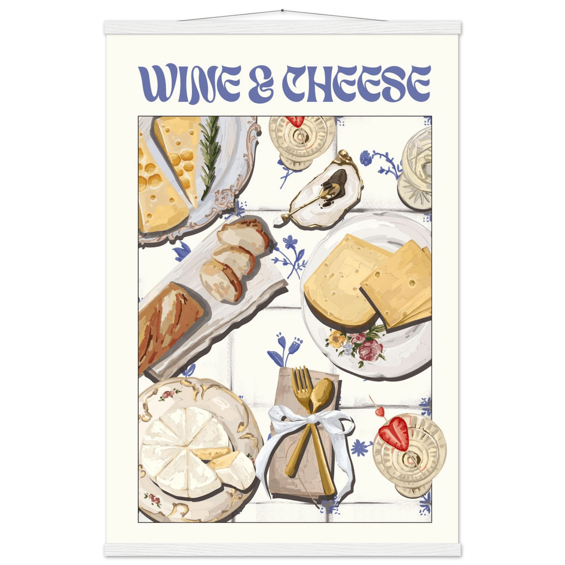 Wine & Cheese Poster – Elegant Kitchen & Dining Wall Art Print (Digital & Printed Options) - Evergreen Posters
