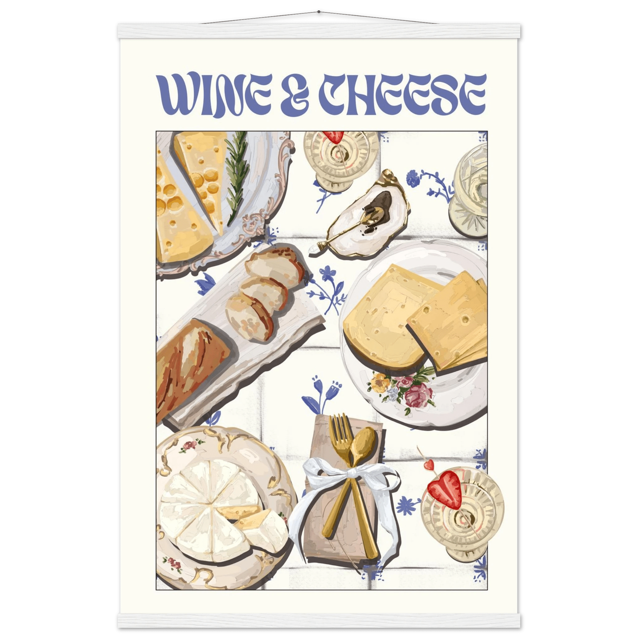 Wine & Cheese Poster – Elegant Kitchen & Dining Wall Art Print (Digital & Printed Options) - Evergreen Posters