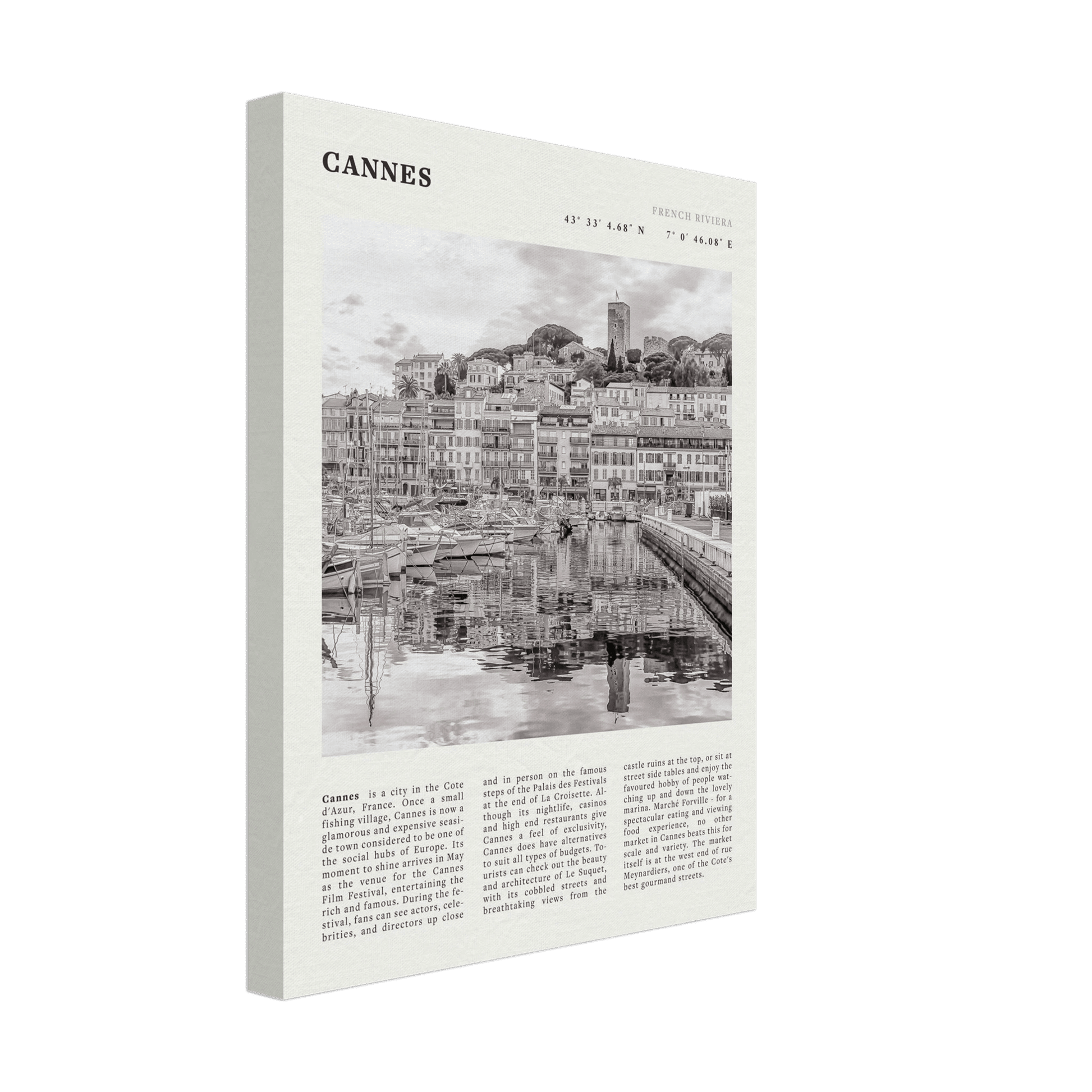 Cannes Poster | Black & White French Riviera Wall Art | France Travel Print - Evergreen Posters
