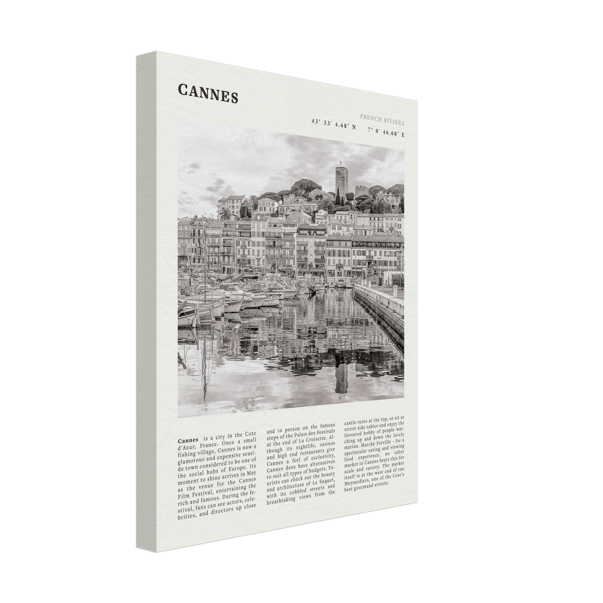 Cannes Poster | Black & White French Riviera Wall Art | France Travel Print - Evergreen Posters