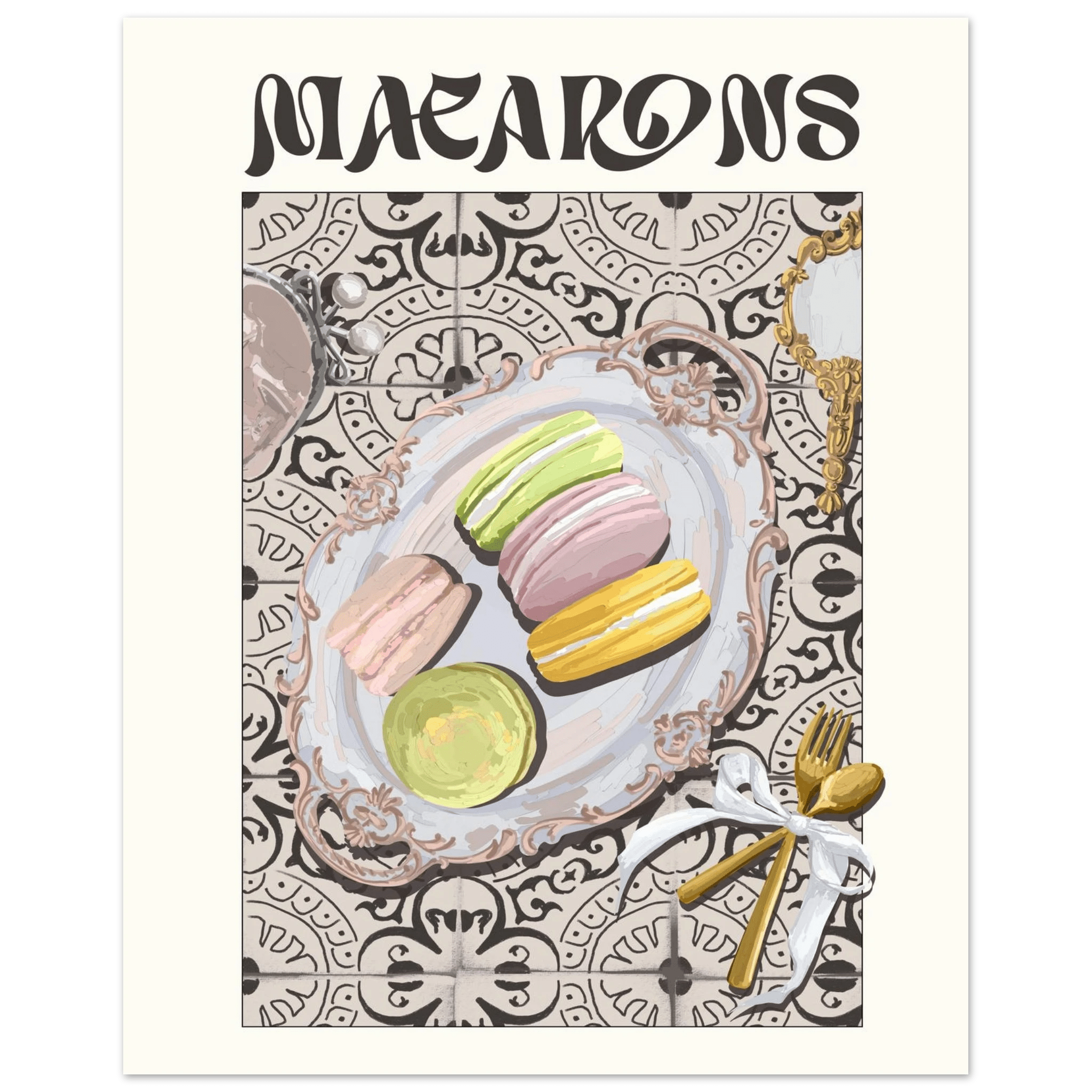 Macarons Poster – Playful French Patisserie Kitchen Wall Art Print (Digital & Printed Options) - Evergreen Posters