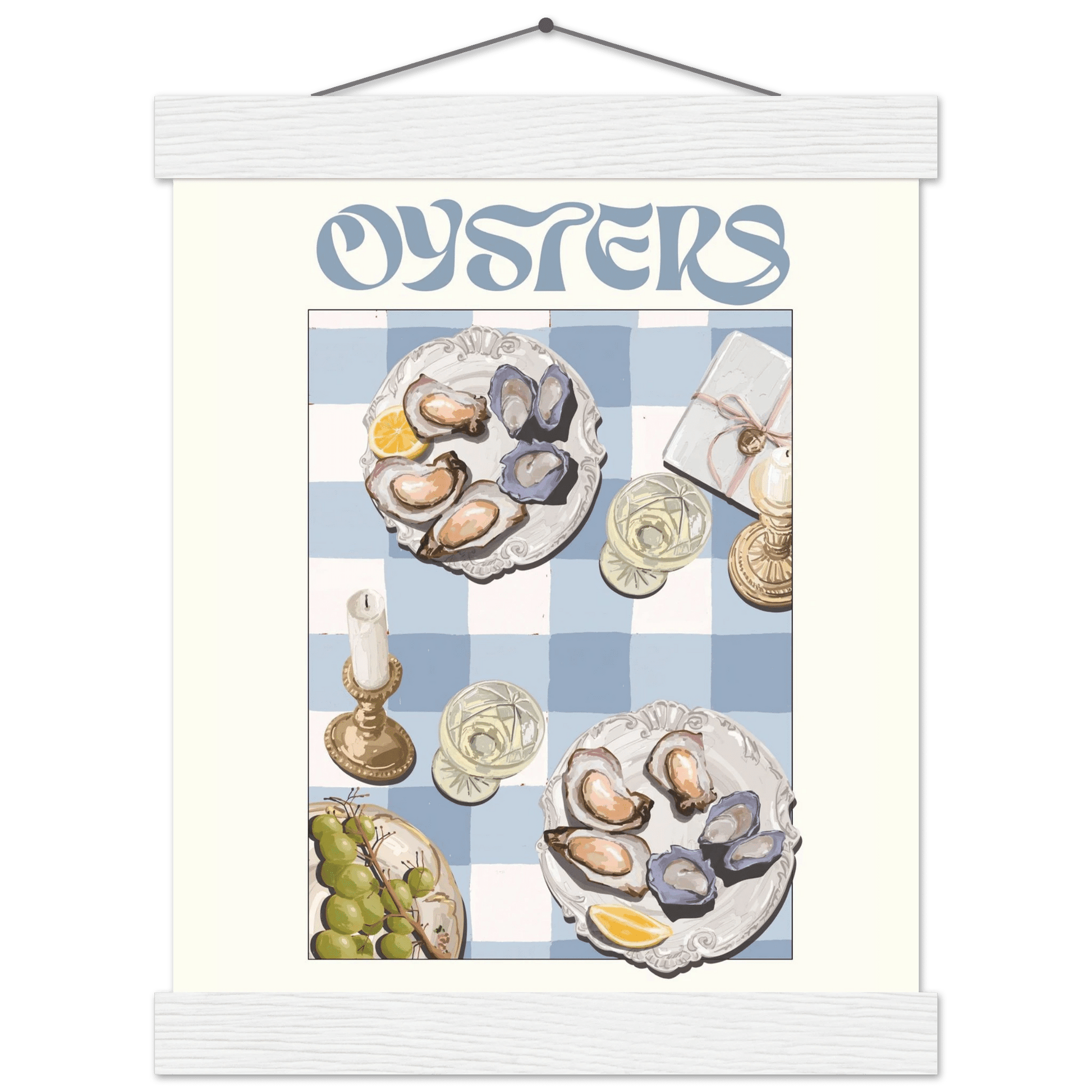Oysters Poster – Playful Seafood Kitchen Wall Art Print (Digital & Printed Options) - Evergreen Posters