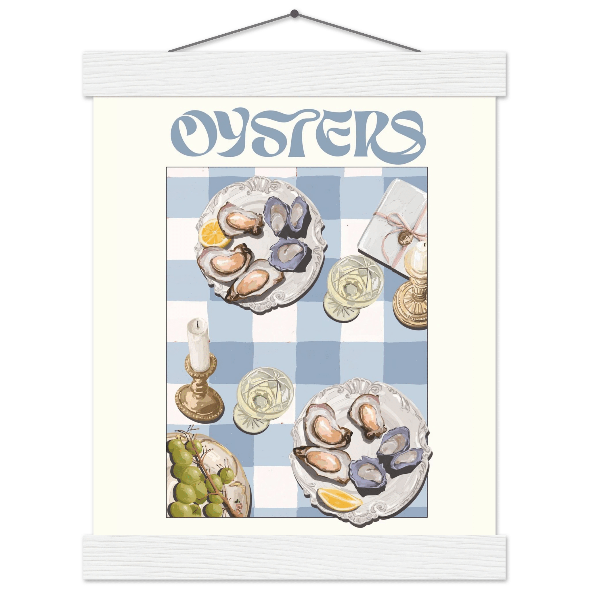 Oysters Poster – Playful Seafood Kitchen Wall Art Print (Digital & Printed Options) - Evergreen Posters