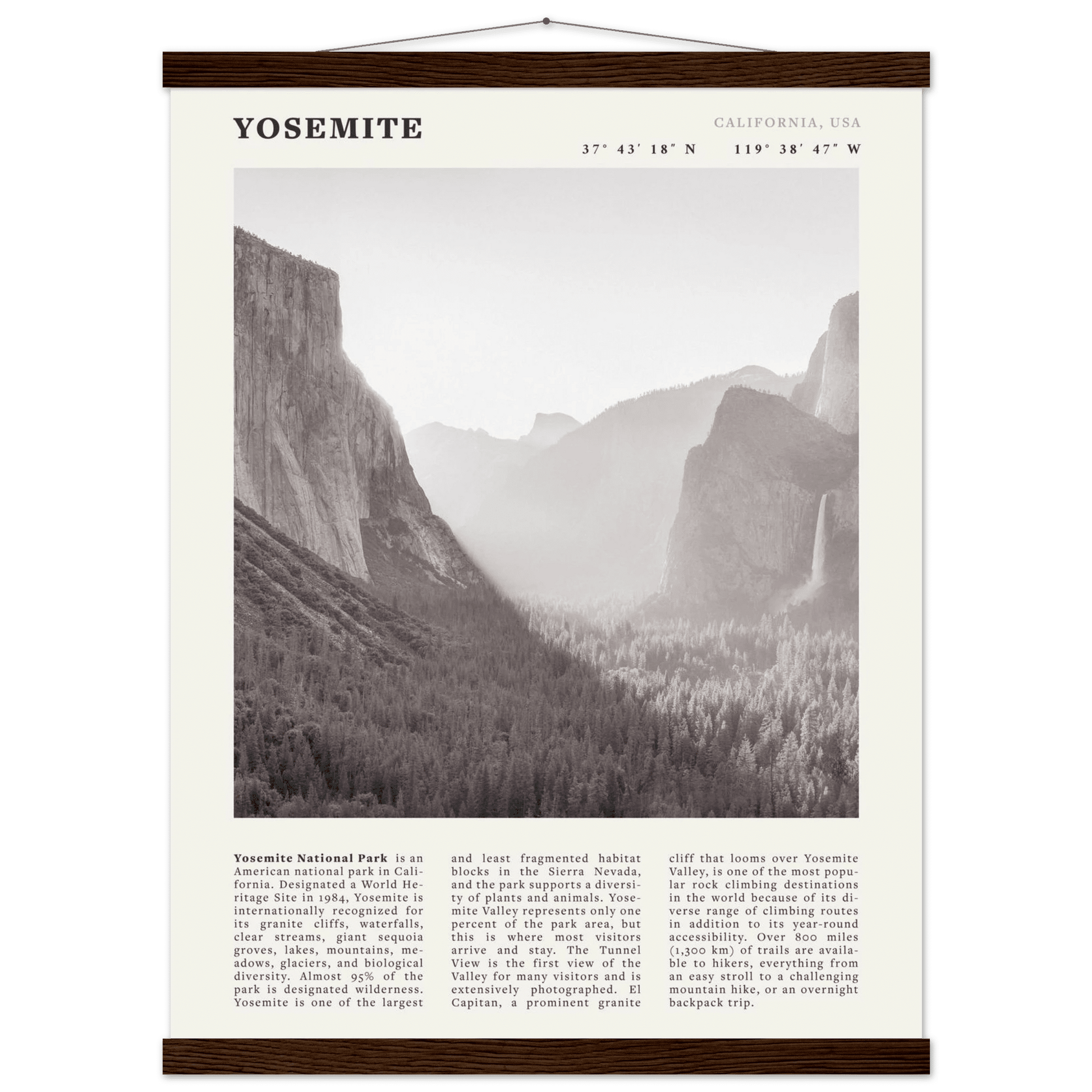 Yosemite Poster | Black & White National Park Wall Art | California Nature Print - Evergreen Posters