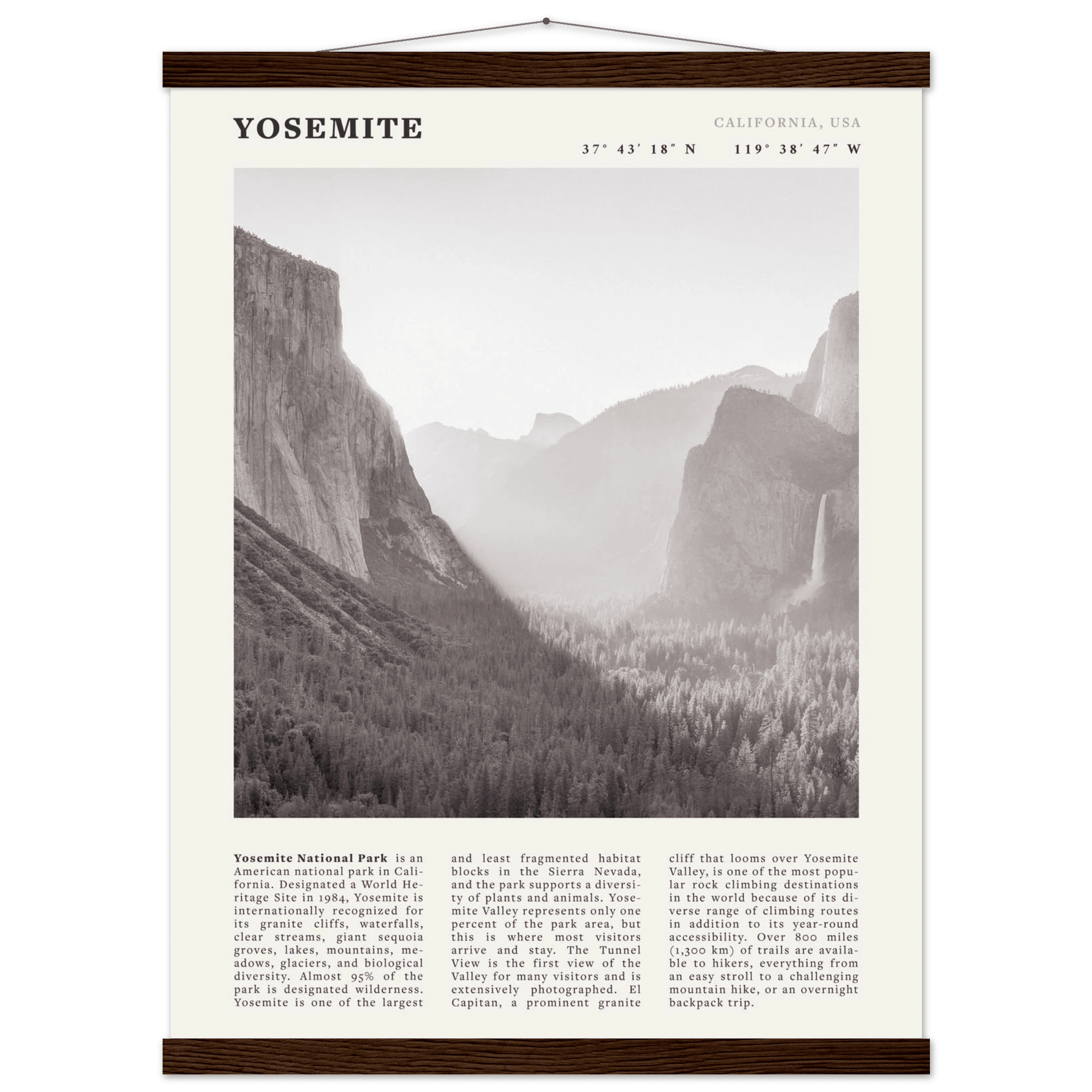 Yosemite Poster | Black & White National Park Wall Art | California Nature Print - Evergreen Posters