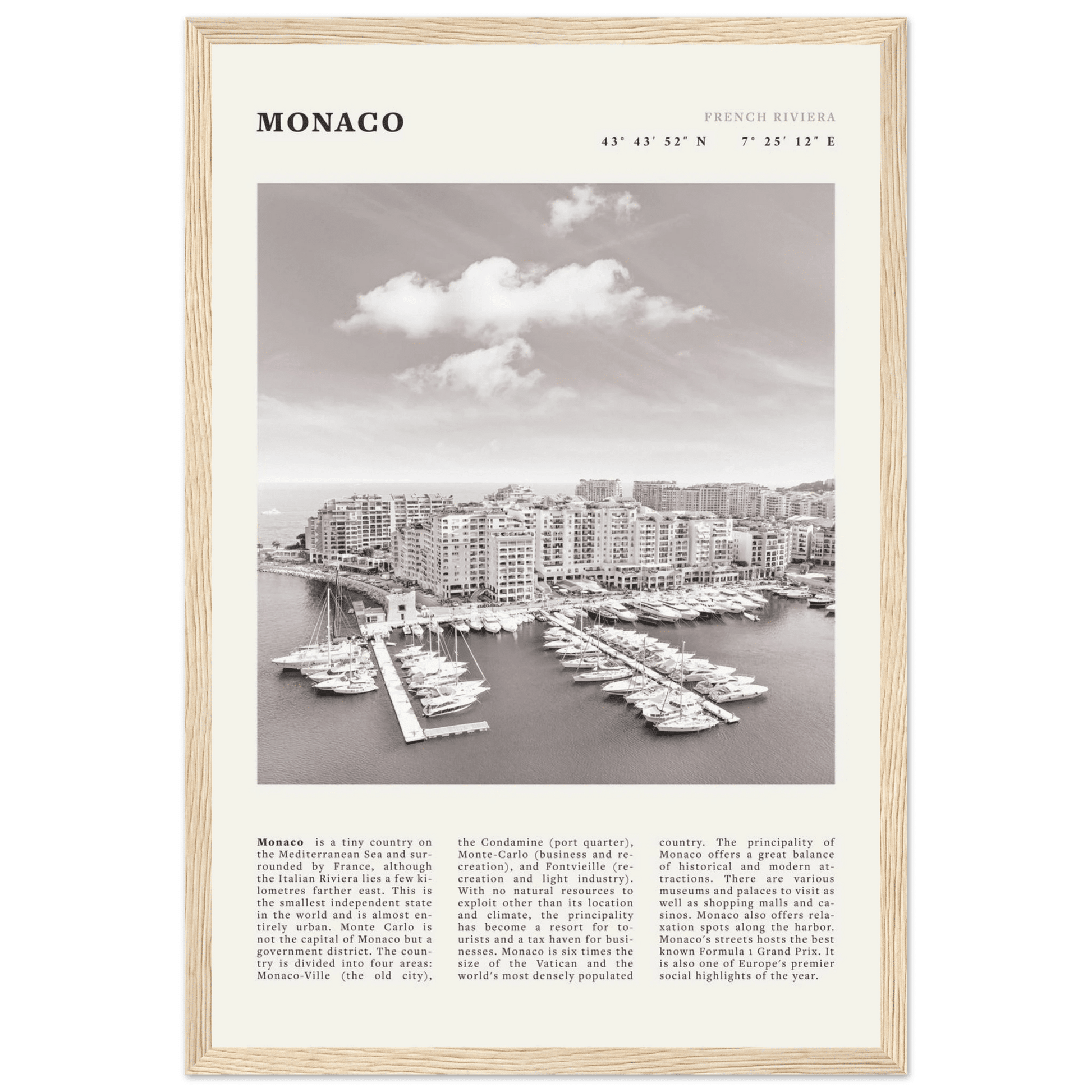 Monaco Poster Black and White – Vintage Monte Carlo Harbor Print (Digital & Printed Options) - Evergreen Posters
