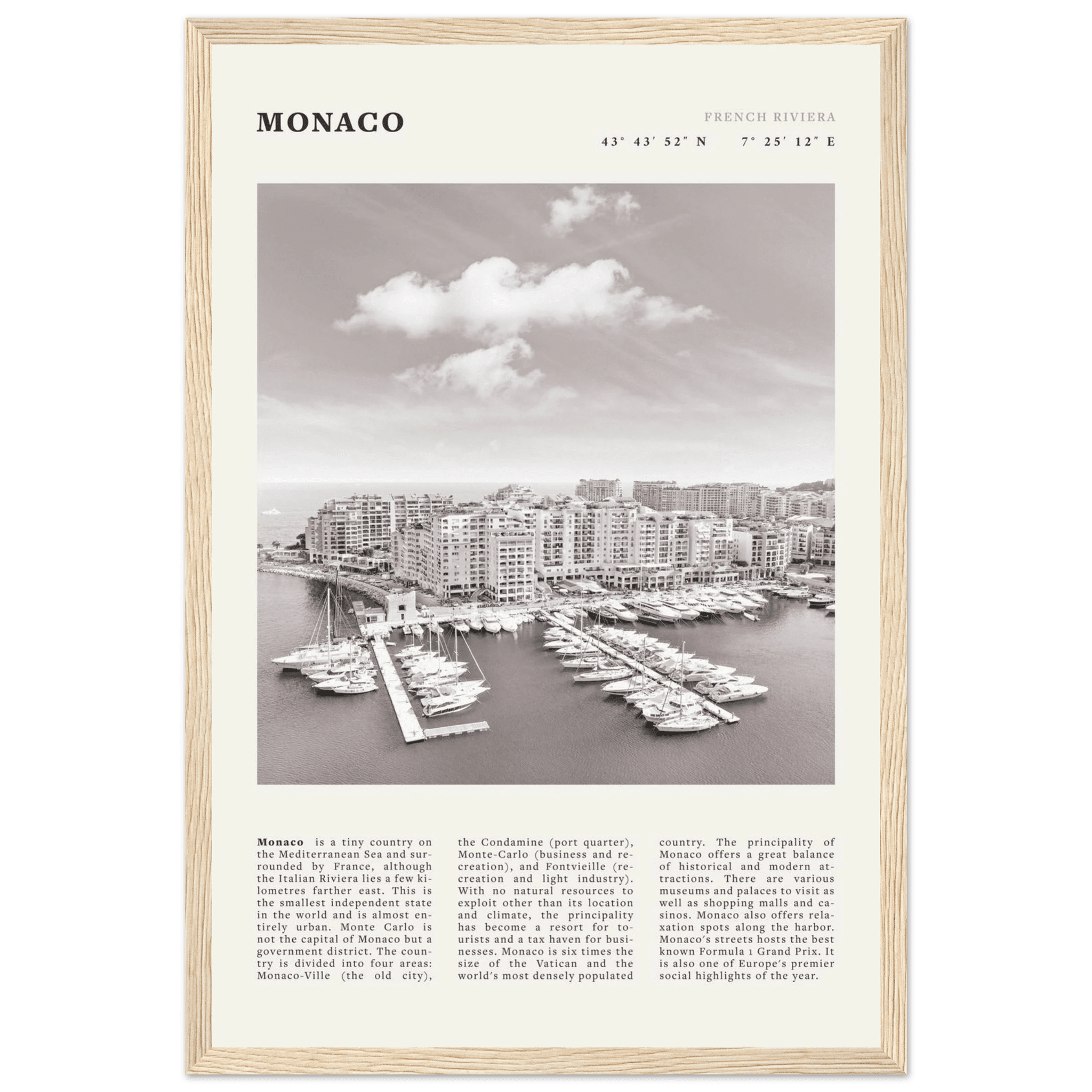 Monaco Poster Black and White – Vintage Monte Carlo Harbor Print (Digital & Printed Options) - Evergreen Posters