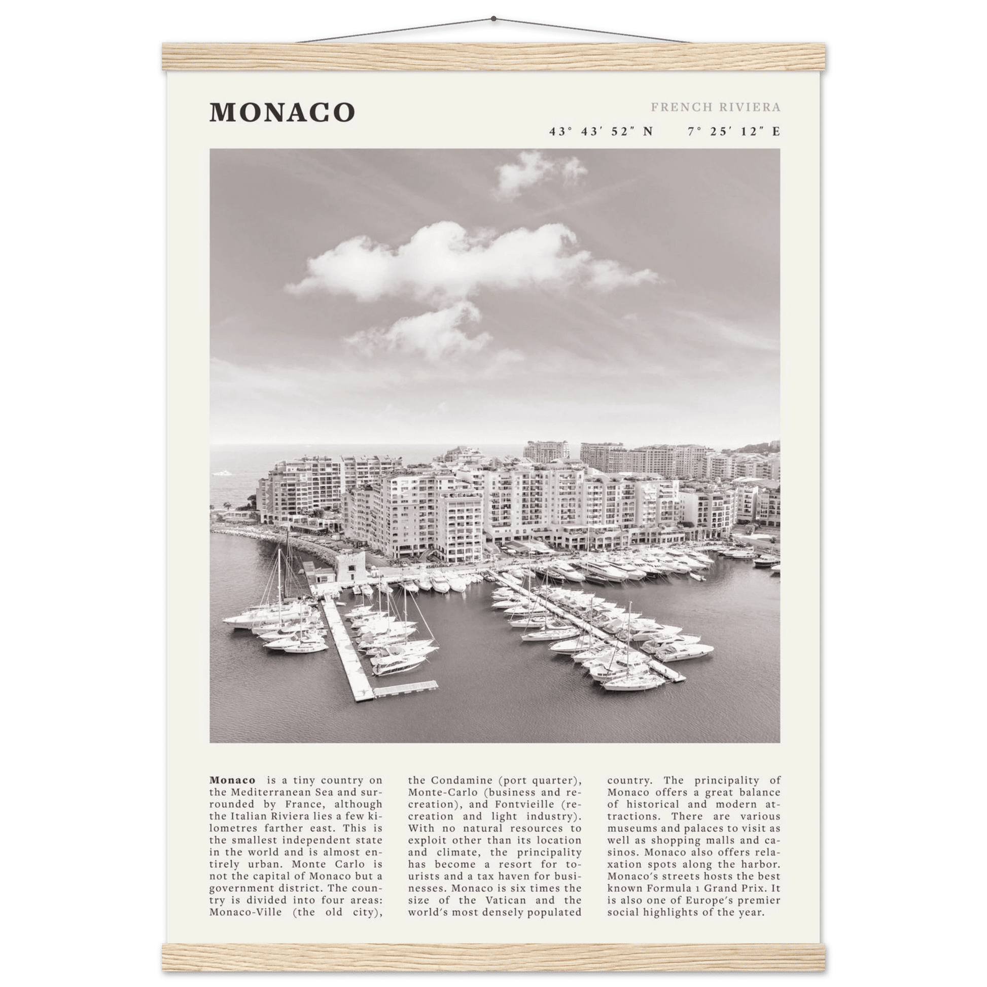 Monaco Poster Black and White – Vintage Monte Carlo Harbor Print (Digital & Printed Options) - Evergreen Posters