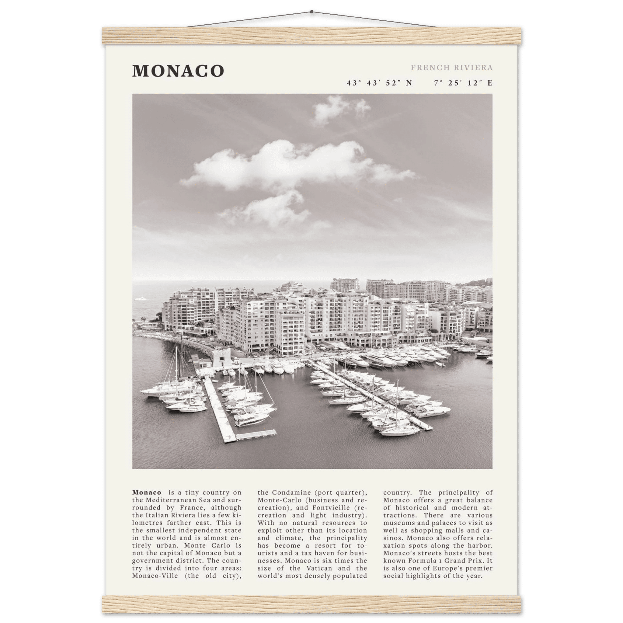 Monaco Poster Black and White – Vintage Monte Carlo Harbor Print (Digital & Printed Options) - Evergreen Posters