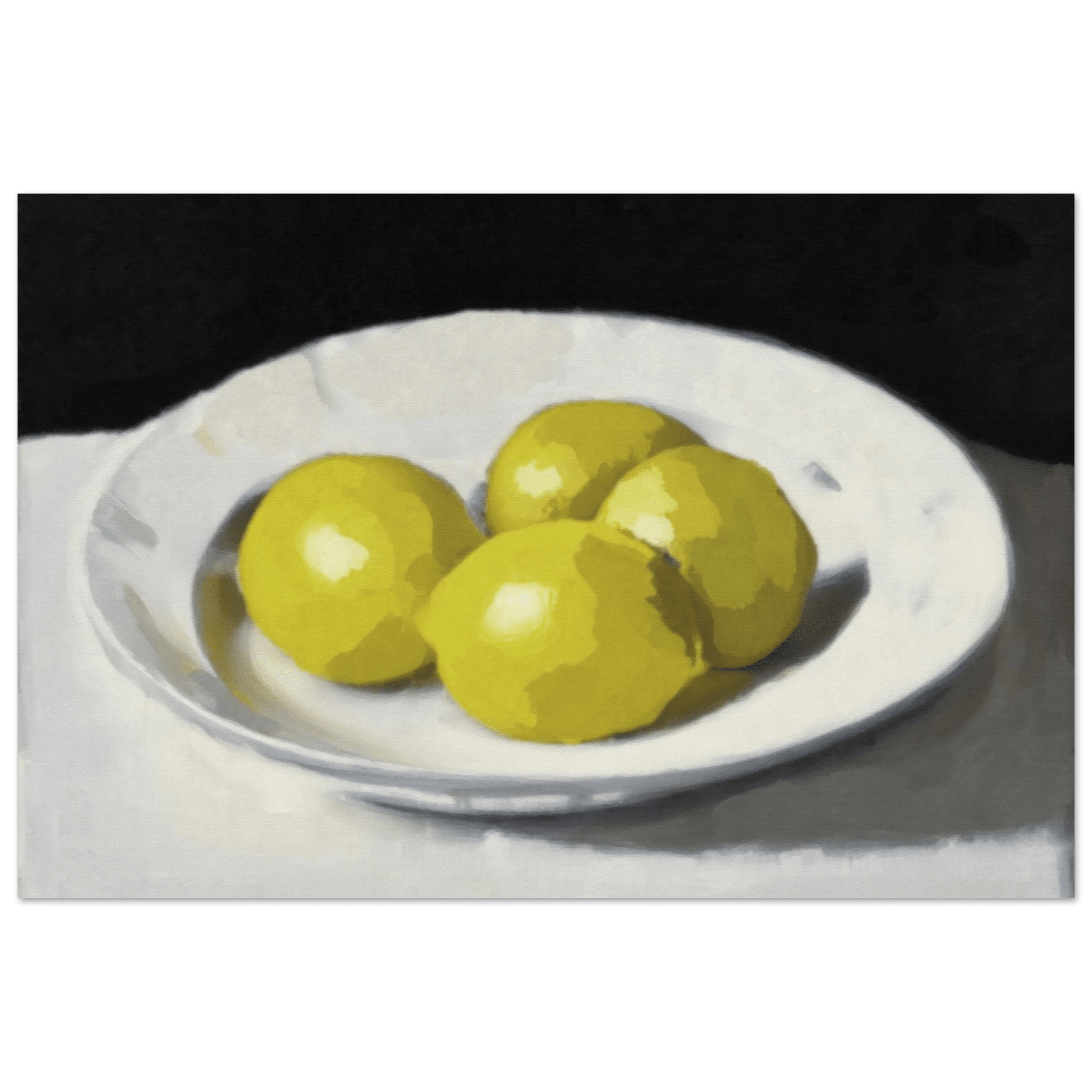 Lemons Print | Three Lemons Oil Painting Wall Art | Kitchen Still Life Poster - Evergreen Posters