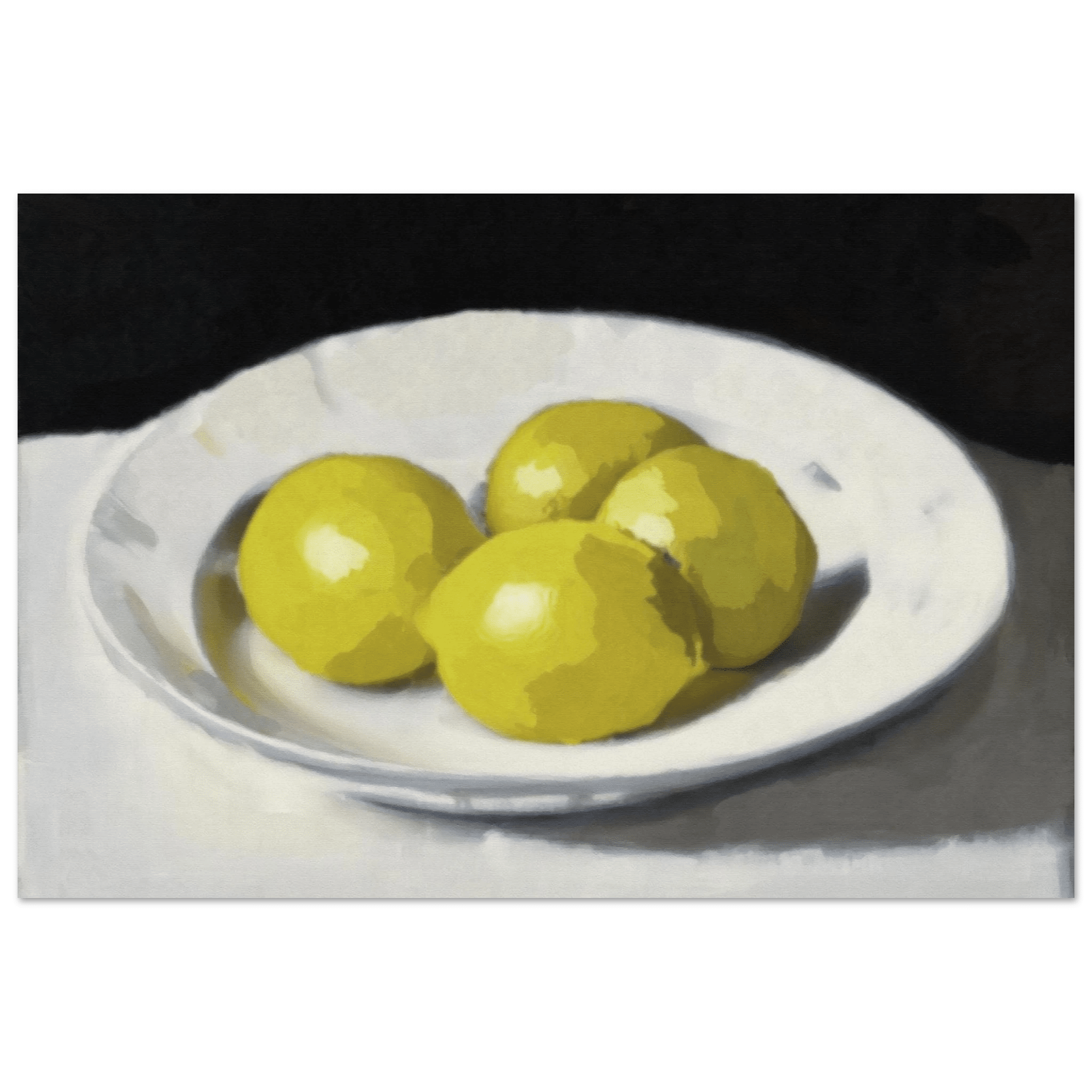 Lemons Print | Three Lemons Oil Painting Wall Art | Kitchen Still Life Poster - Evergreen Posters