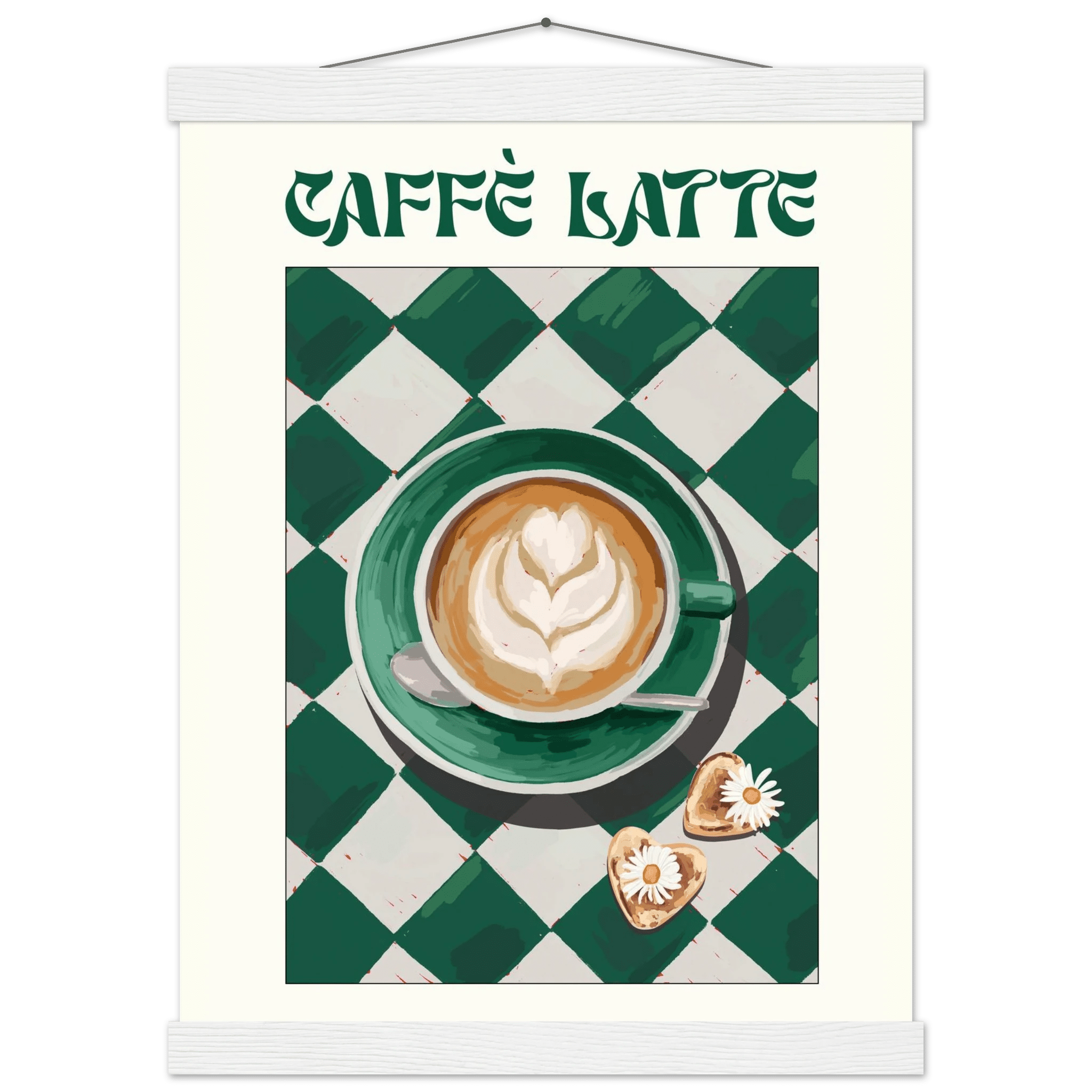 Caffè Latte Poster – Playful Coffee Kitchen Wall Art Print (Digital & Printed Options) - Evergreen Posters
