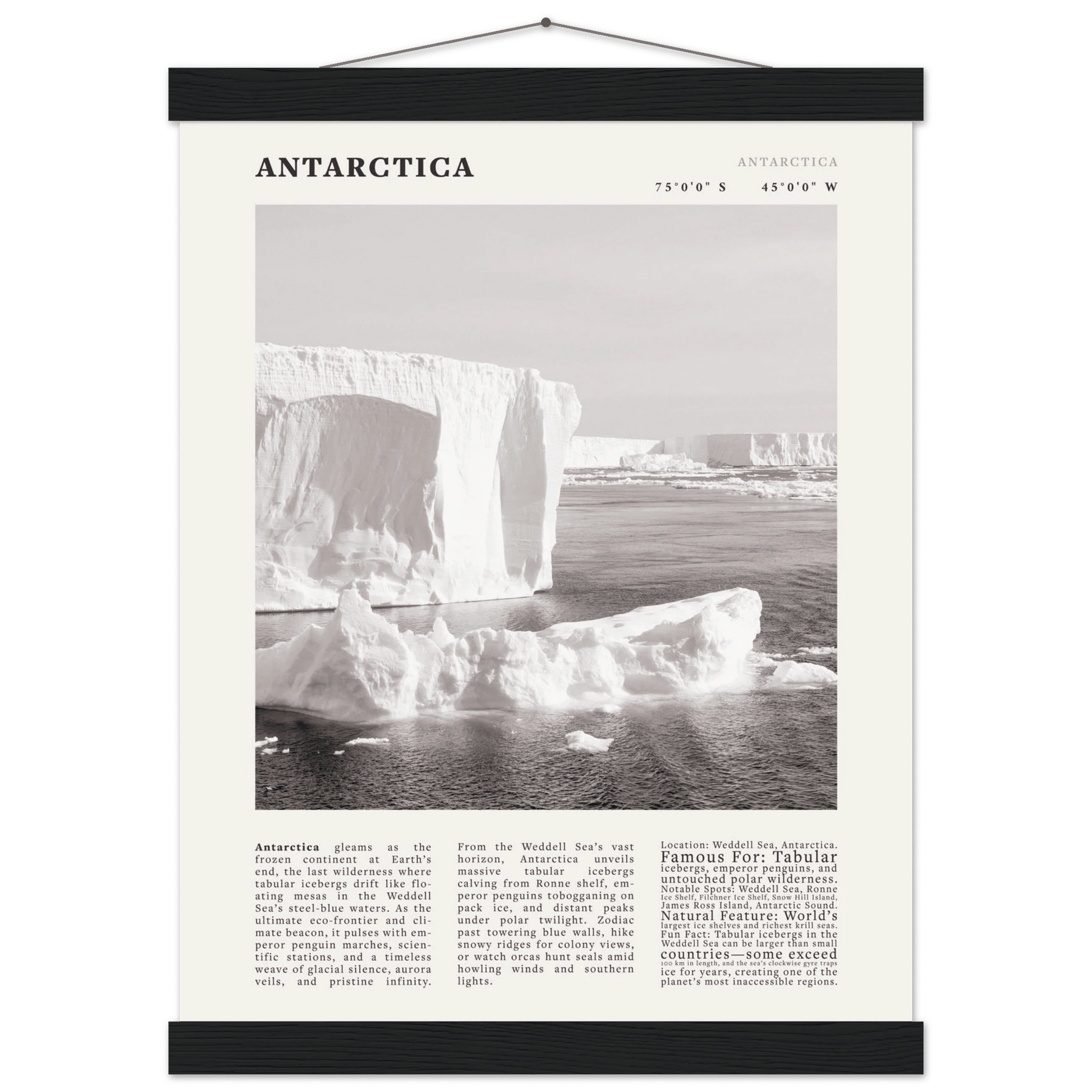 Antarctica Poster Black and White – Vintage Weddell Sea Iceberg Print (Digital & Printed Options) - Evergreen Posters