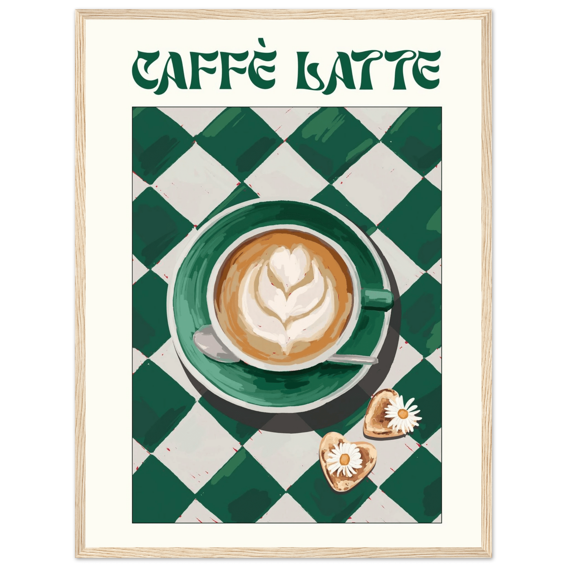 Caffè Latte Poster – Playful Coffee Kitchen Wall Art Print (Digital & Printed Options) - Evergreen Posters