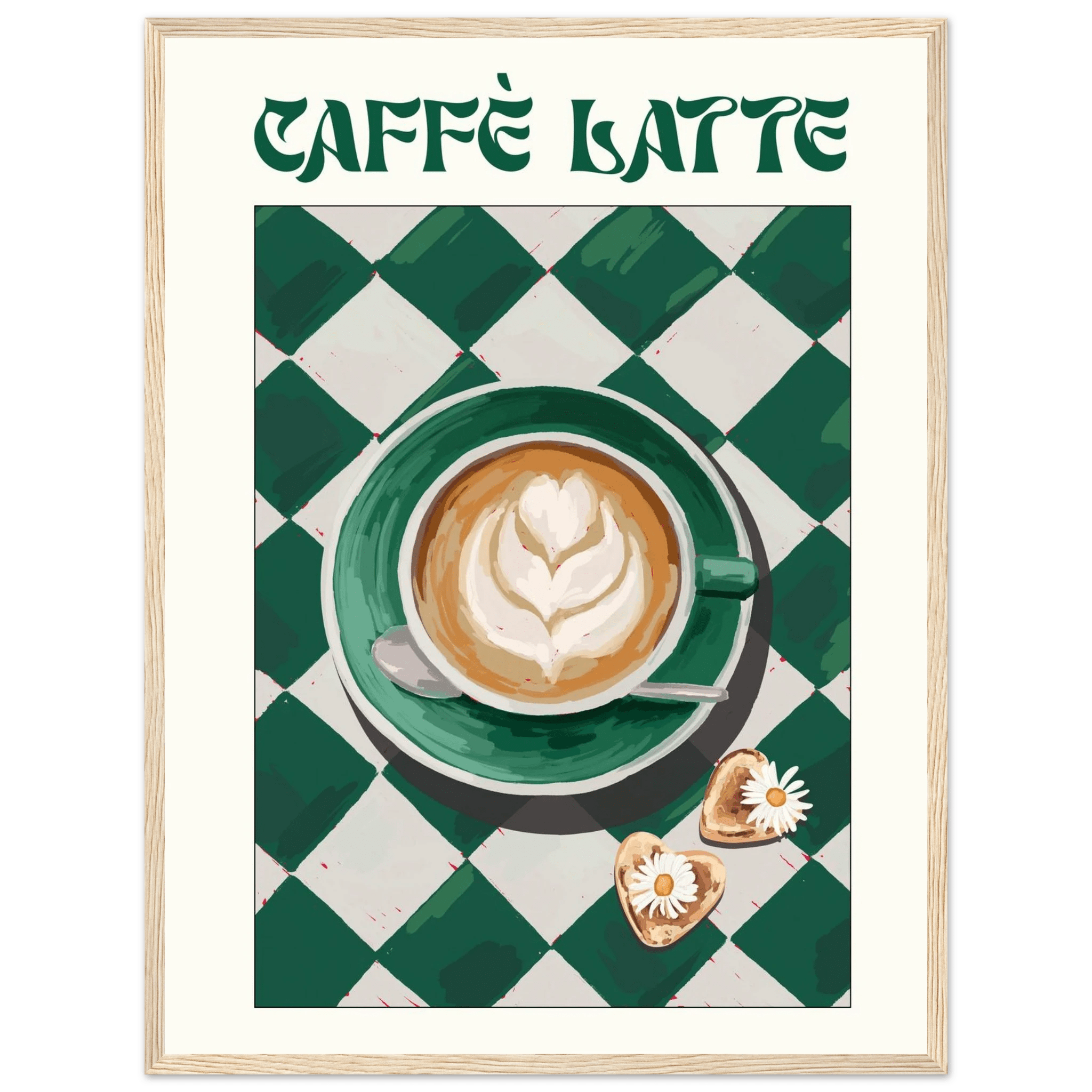 Caffè Latte Poster – Playful Coffee Kitchen Wall Art Print (Digital & Printed Options) - Evergreen Posters