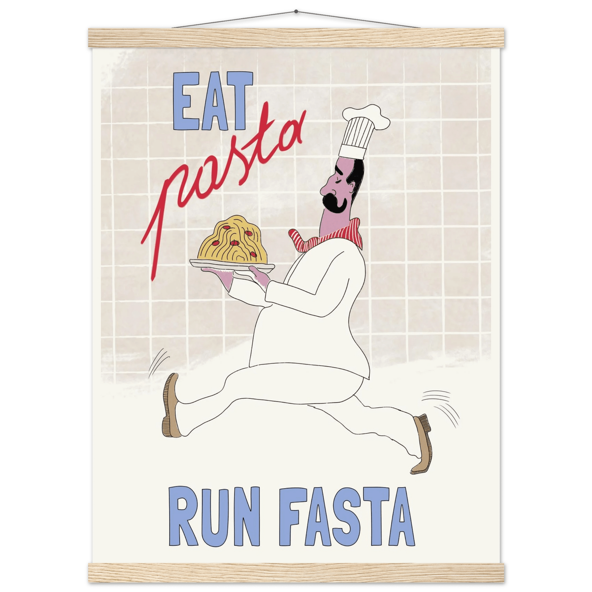 Eat Pasta Run Fasta Poster – Fun Kitchen Wall Art Print (Digital & Printed Options) - Evergreen Posters