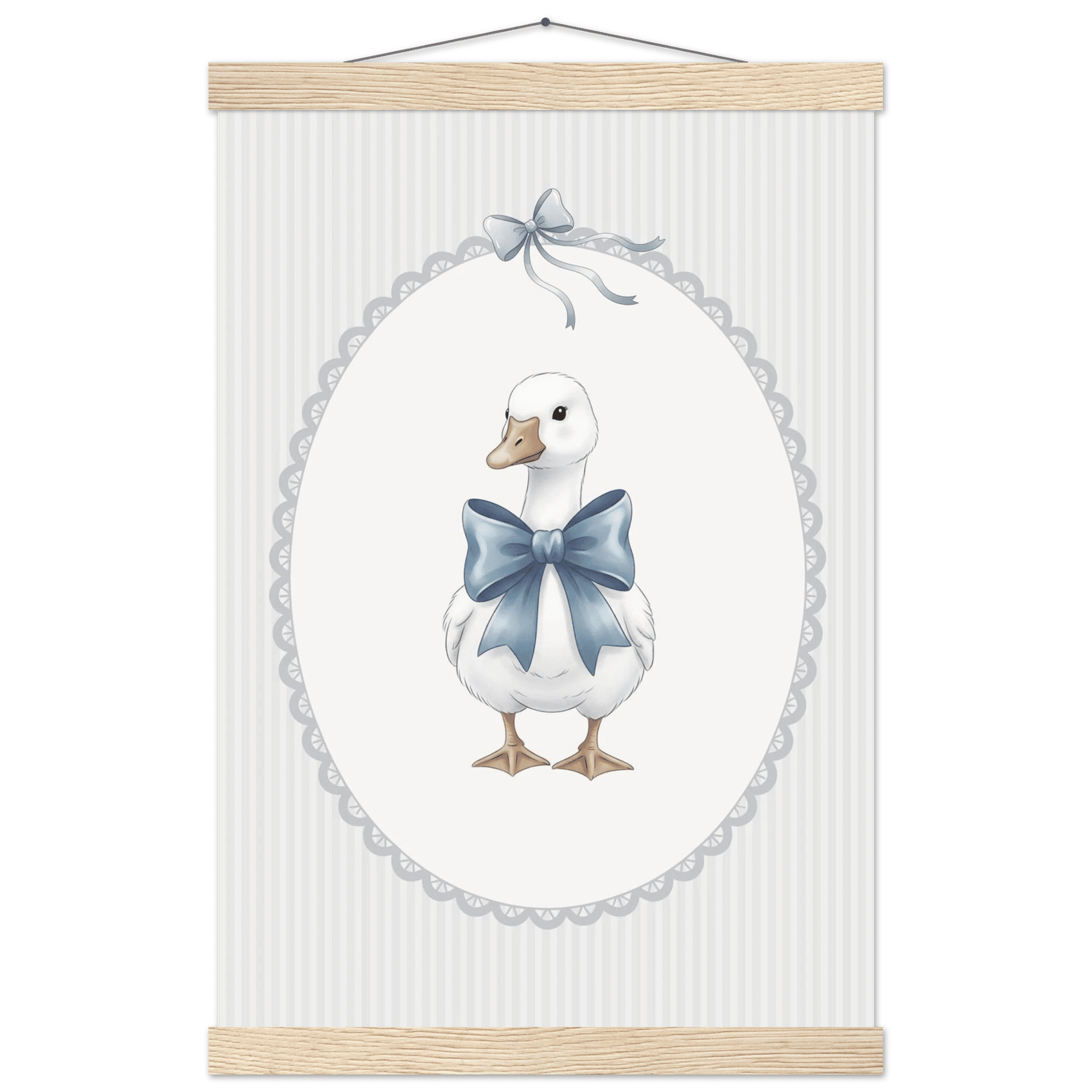 Blue Bow Duck Nursery Poster – Sweet Baby Room Wall Art Print - Evergreen Posters
