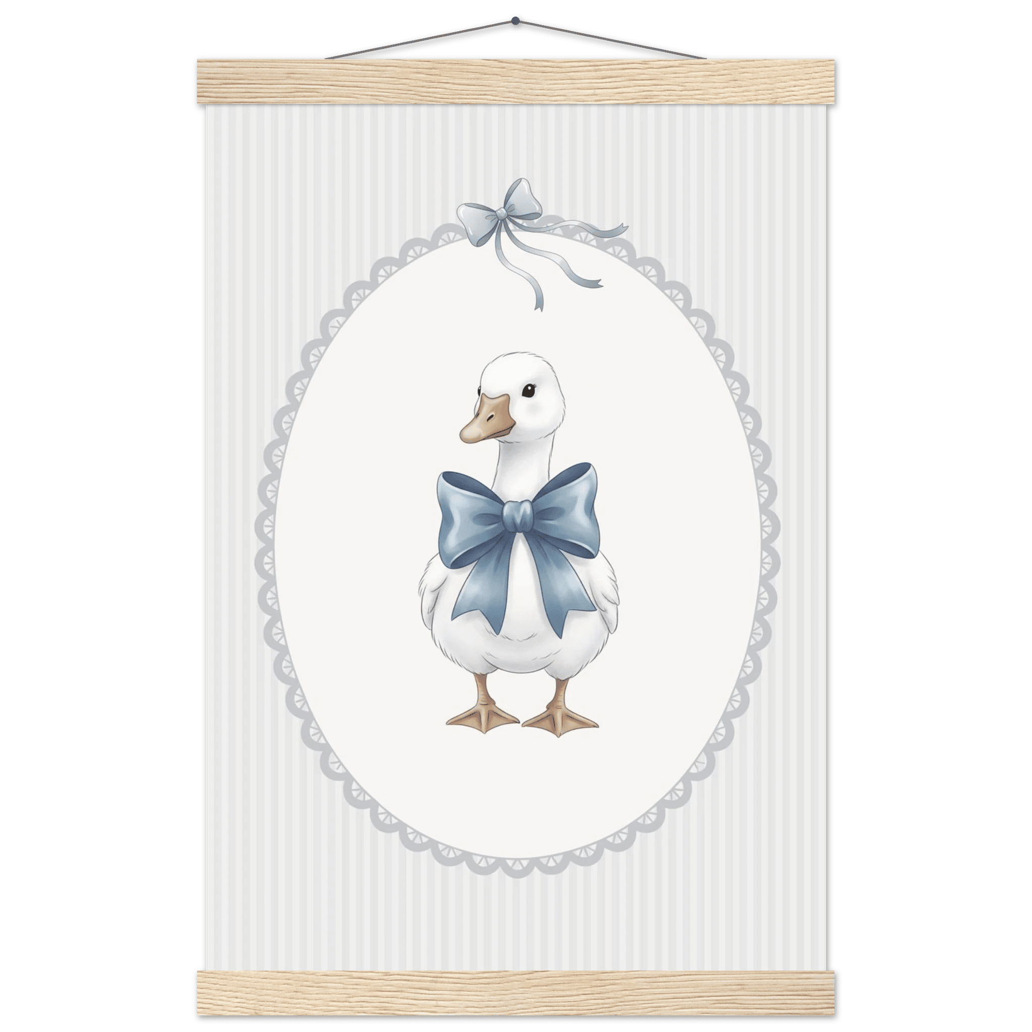 Blue Bow Duck Nursery Poster – Sweet Baby Room Wall Art Print - Evergreen Posters