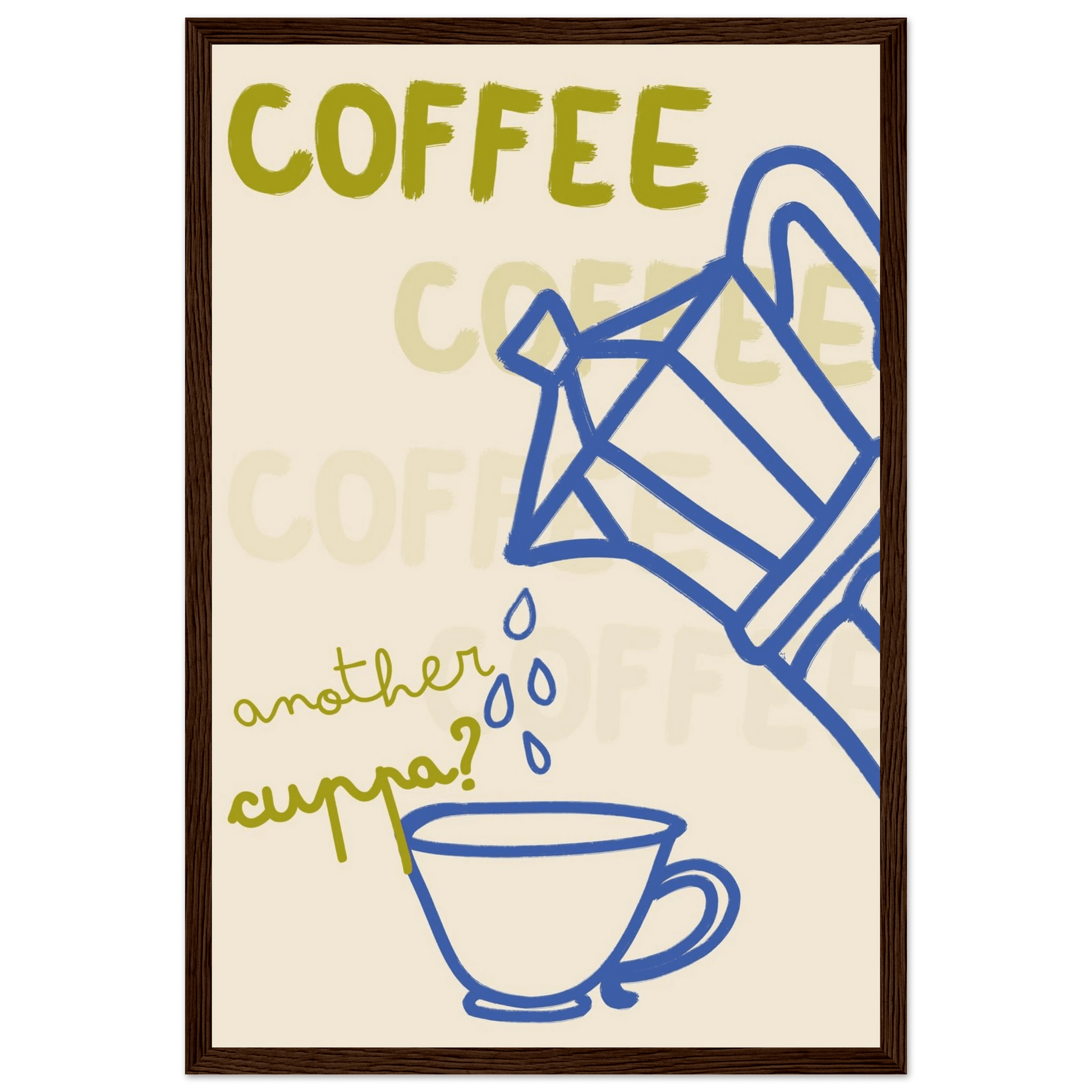 Coffee Print | Another Cuppa Moka Pot Wall Art | Kitchen Coffee Poster - Evergreen Posters