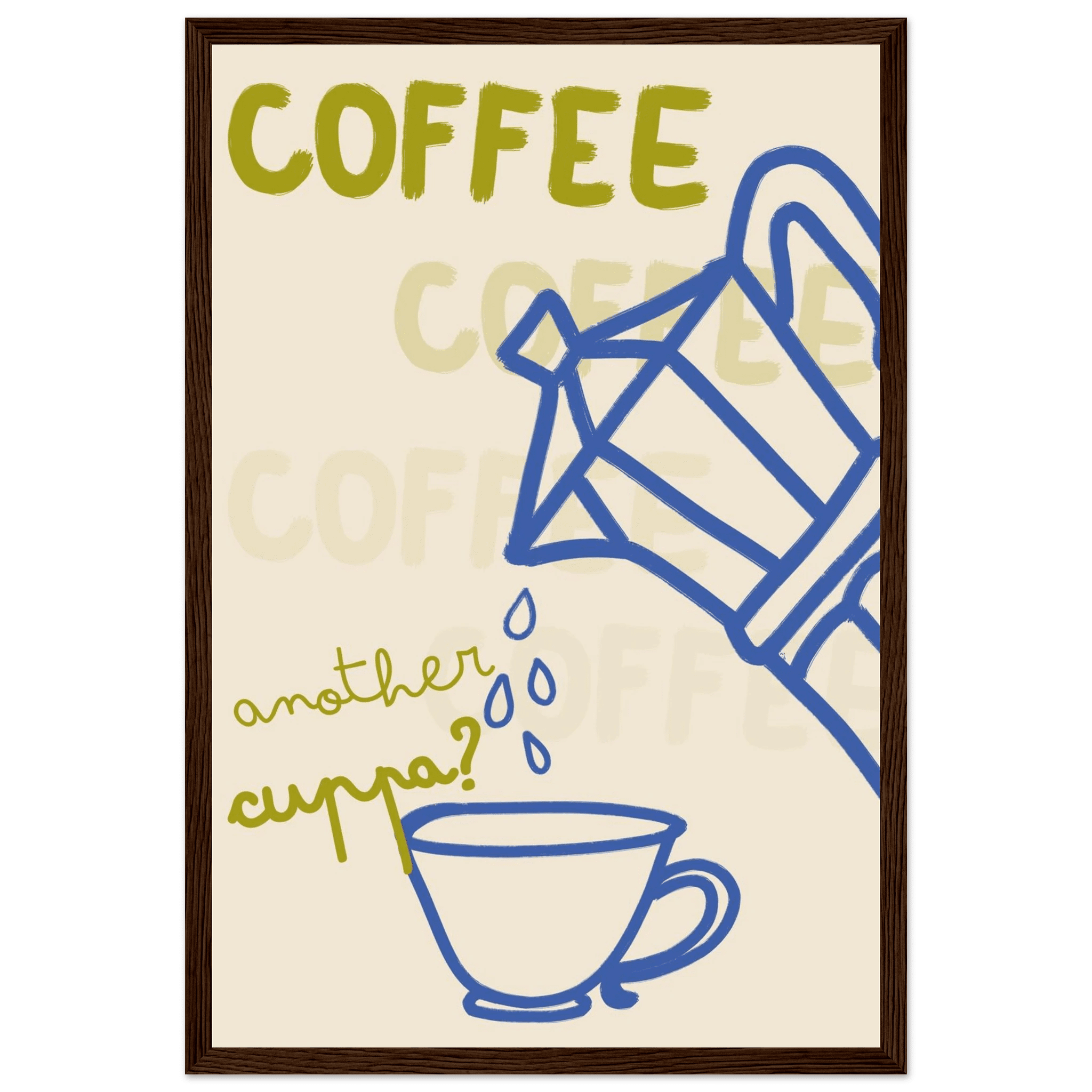 Coffee Print | Another Cuppa Moka Pot Wall Art | Kitchen Coffee Poster - Evergreen Posters