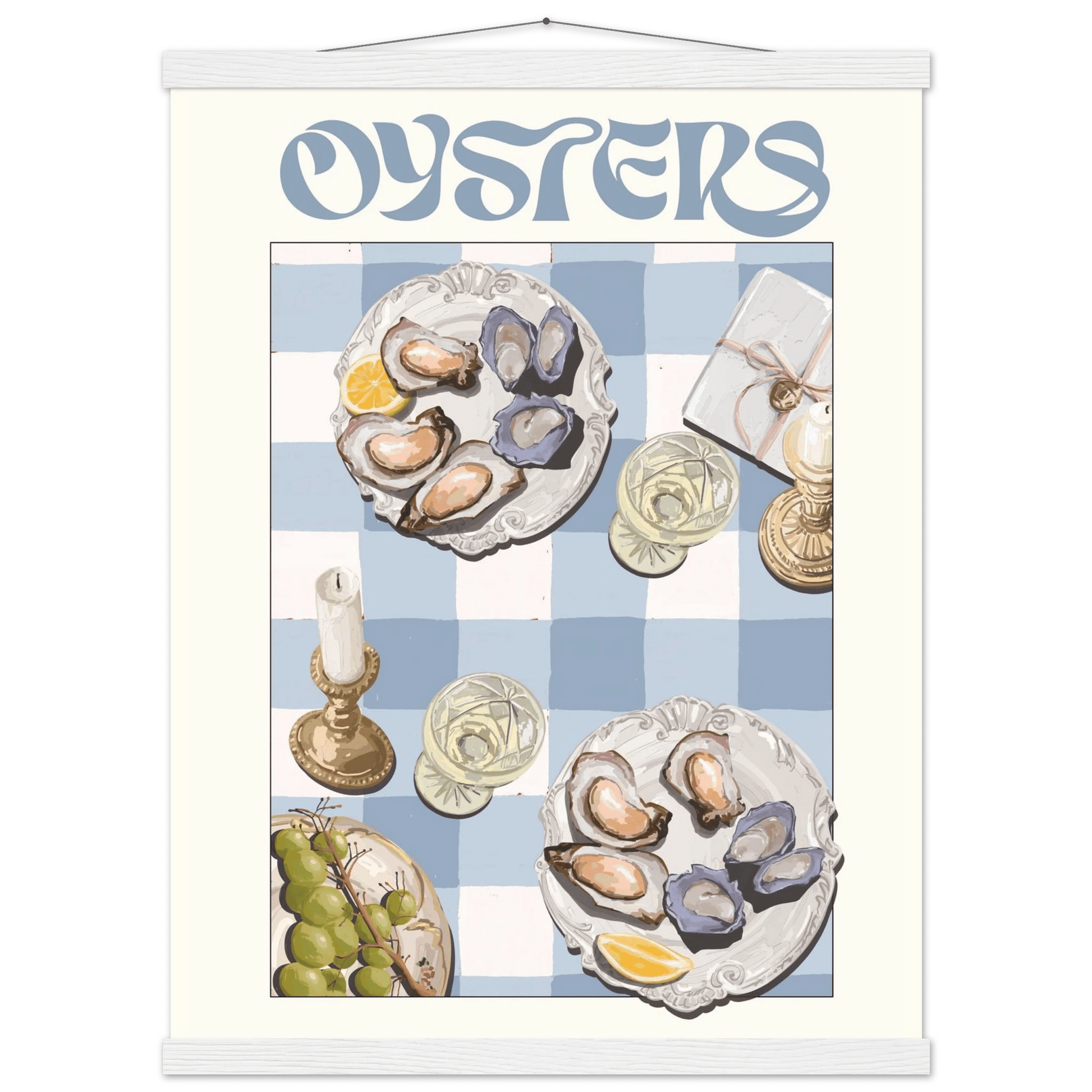 Oysters Poster – Playful Seafood Kitchen Wall Art Print (Digital & Printed Options) - Evergreen Posters