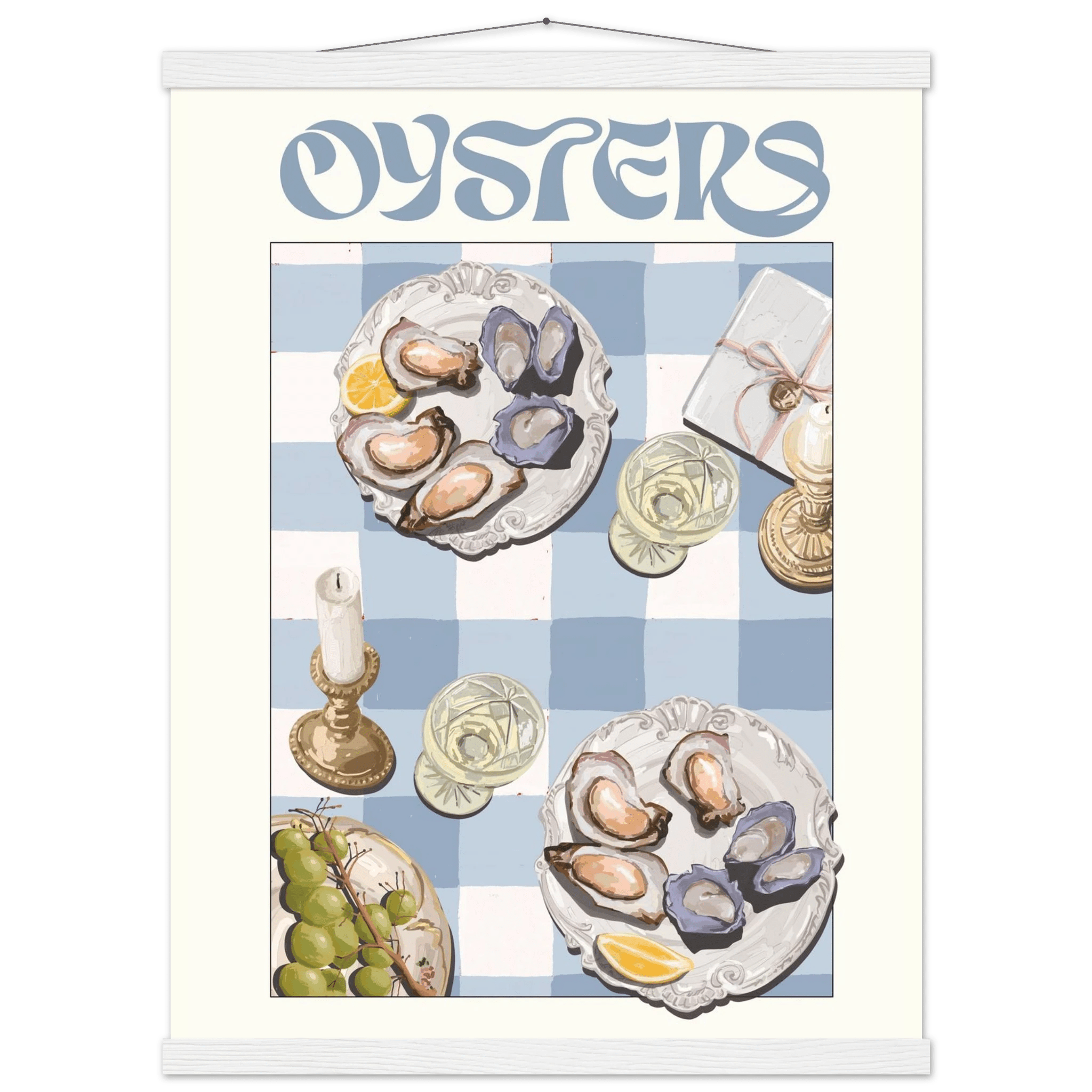 Oysters Poster – Playful Seafood Kitchen Wall Art Print (Digital & Printed Options) - Evergreen Posters