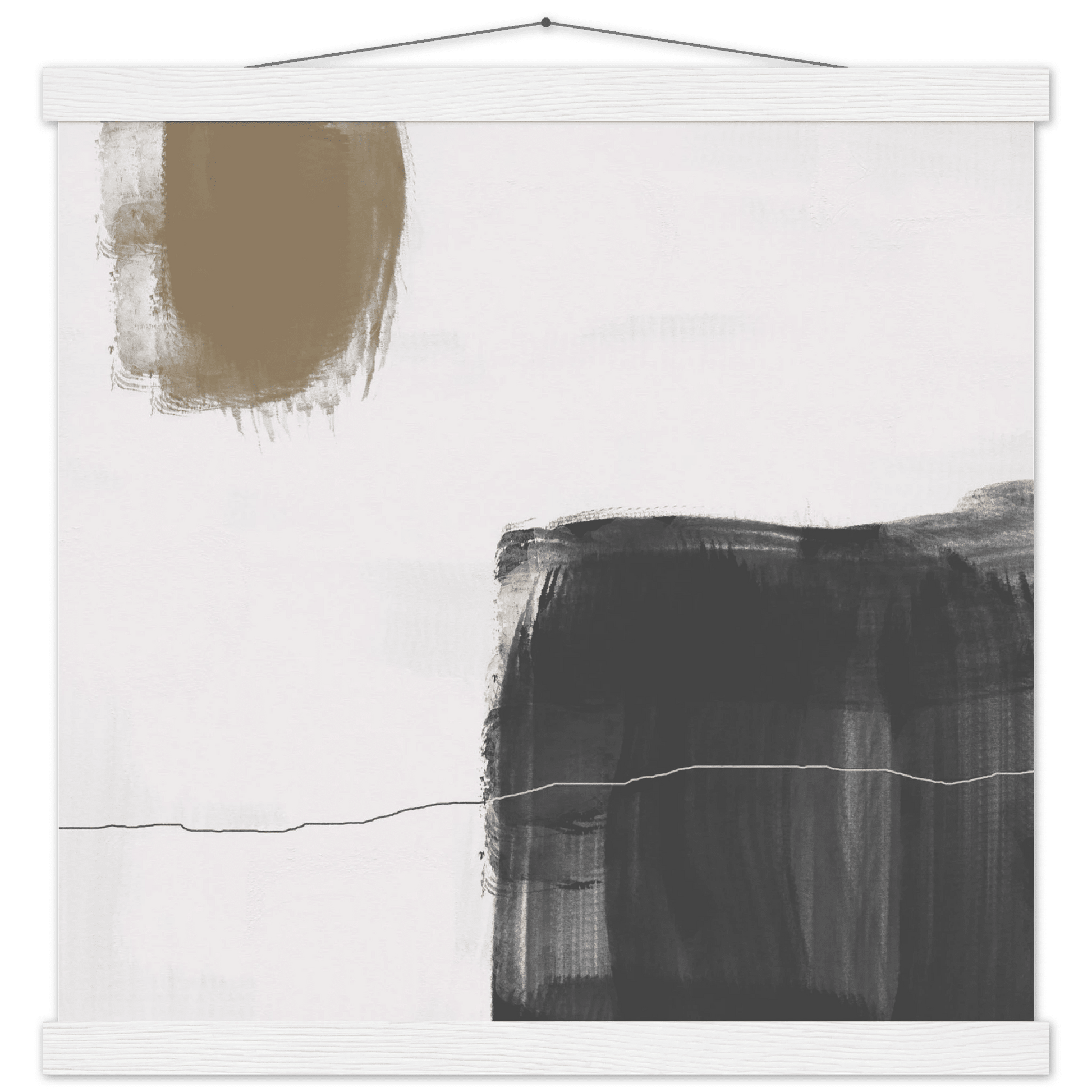 Olive & Black Brushstroke Abstract Poster | Minimalist Square Wall Art | Modern Decor - Evergreen Posters