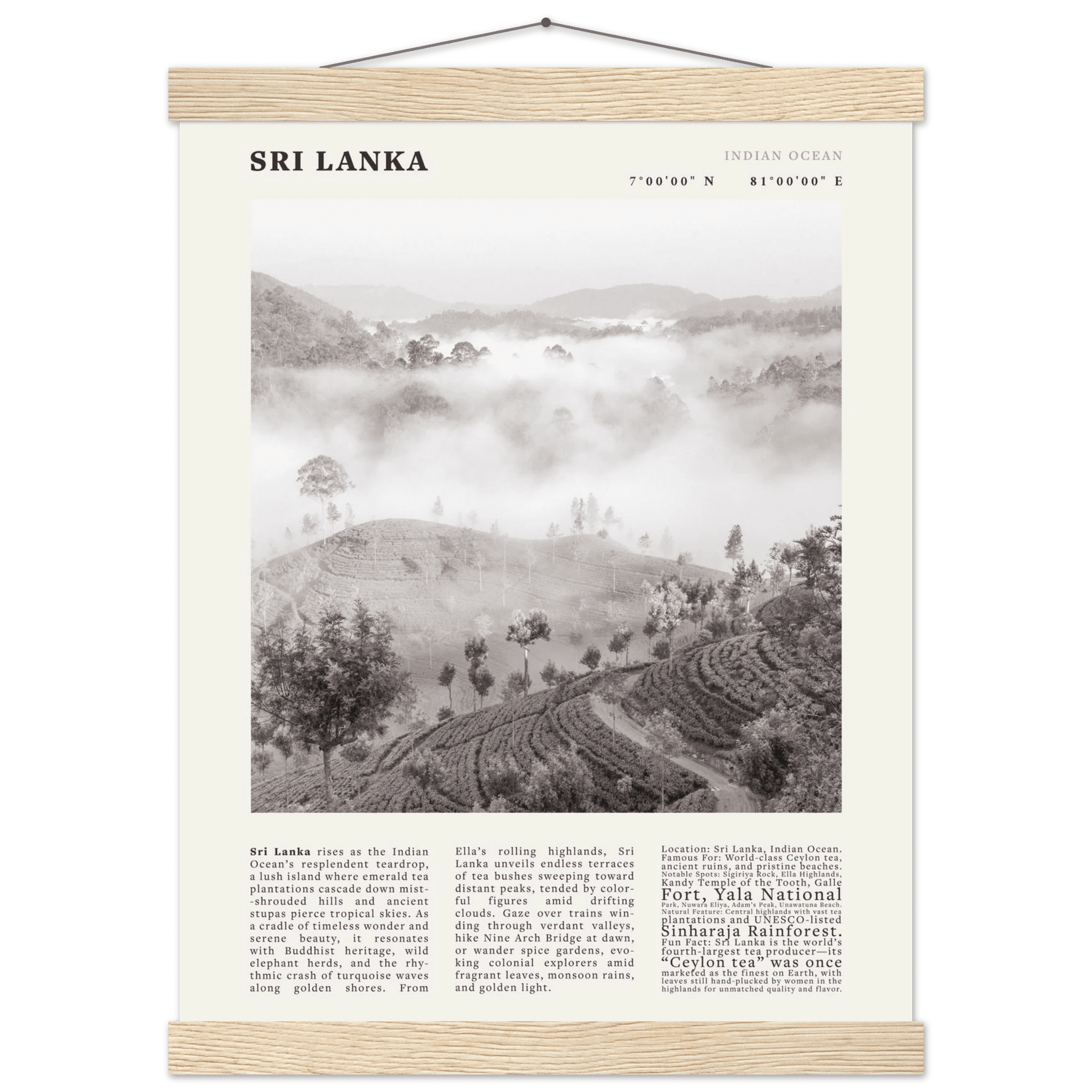 Sri Lanka Poster Black and White – Vintage Ceylon Tea Plantation Print (Digital & Printed Options) - Evergreen Posters