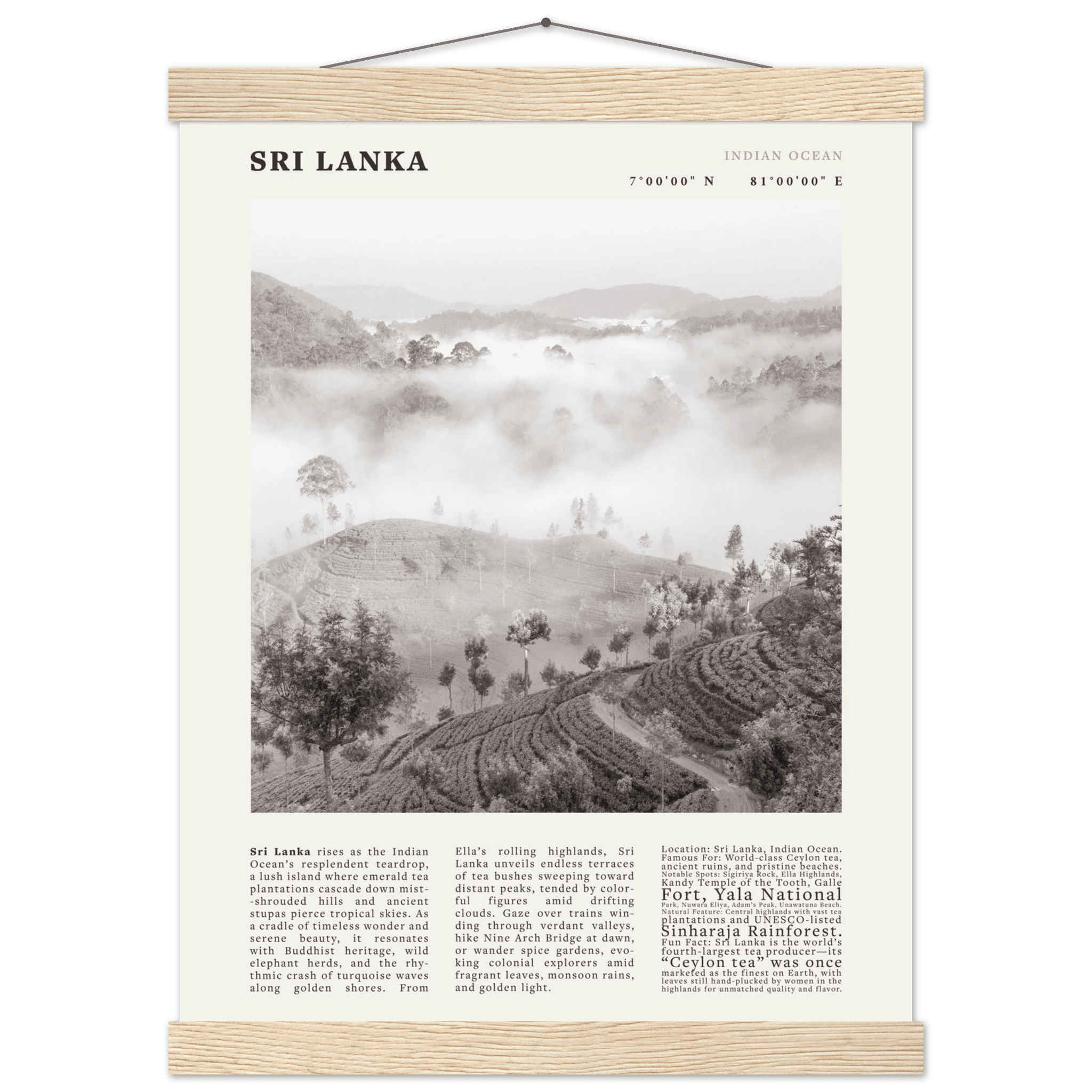 Sri Lanka Poster Black and White – Vintage Ceylon Tea Plantation Print (Digital & Printed Options) - Evergreen Posters