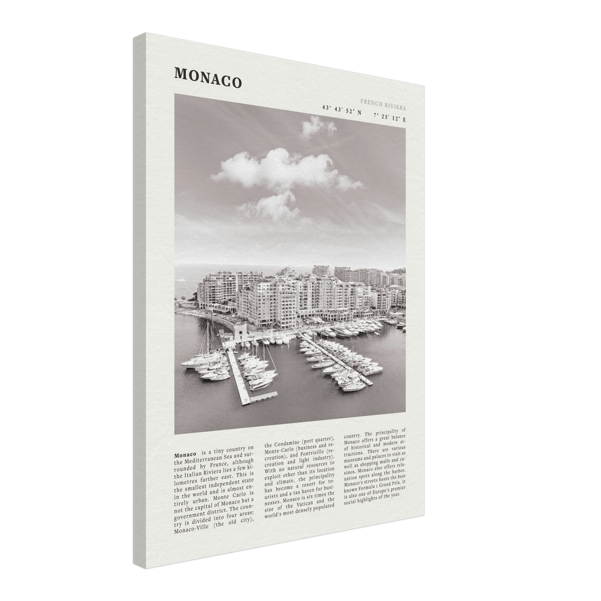 Monaco Poster Black and White – Vintage Monte Carlo Harbor Print (Digital & Printed Options) - Evergreen Posters