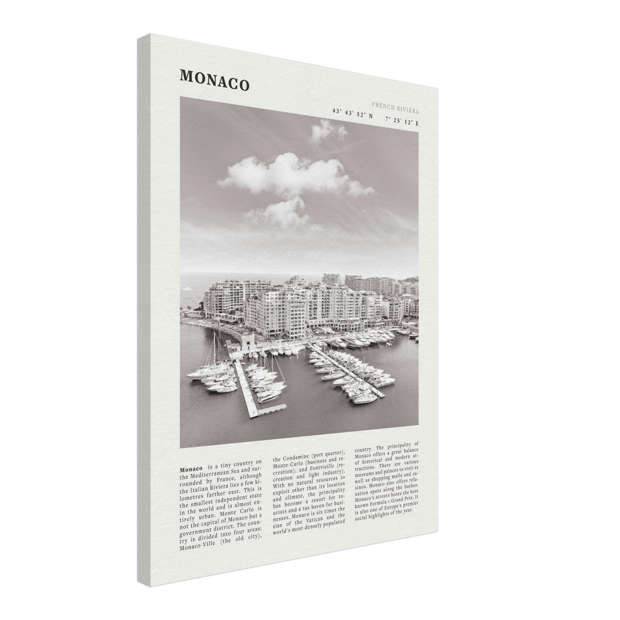 Monaco Poster Black and White – Vintage Monte Carlo Harbor Print (Digital & Printed Options) - Evergreen Posters