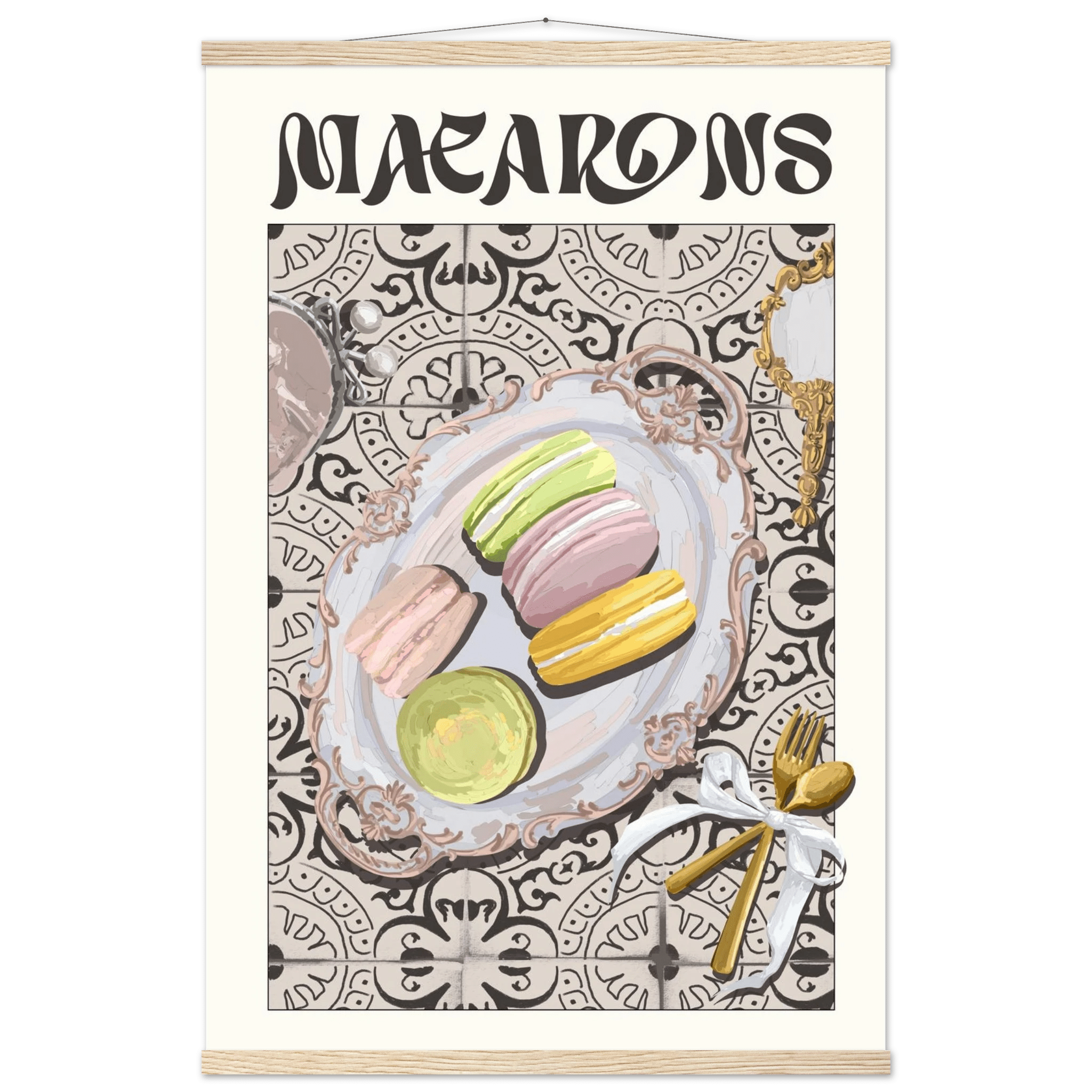 Macarons Poster – Playful French Patisserie Kitchen Wall Art Print (Digital & Printed Options) - Evergreen Posters