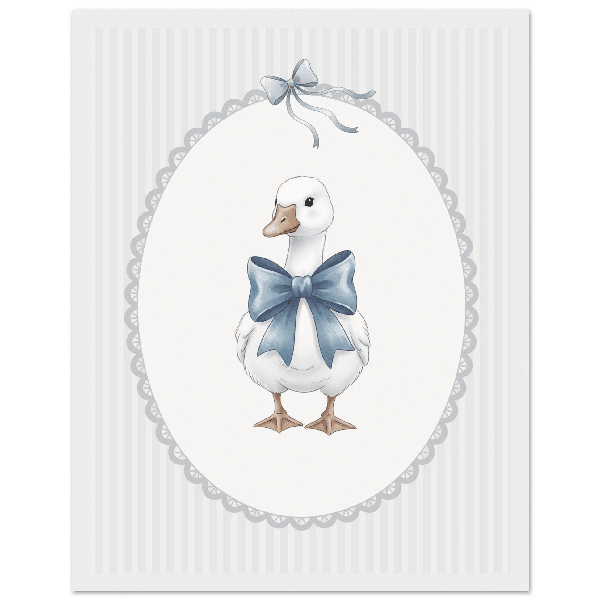 Blue Bow Duck Nursery Poster – Sweet Baby Room Wall Art Print - Evergreen Posters