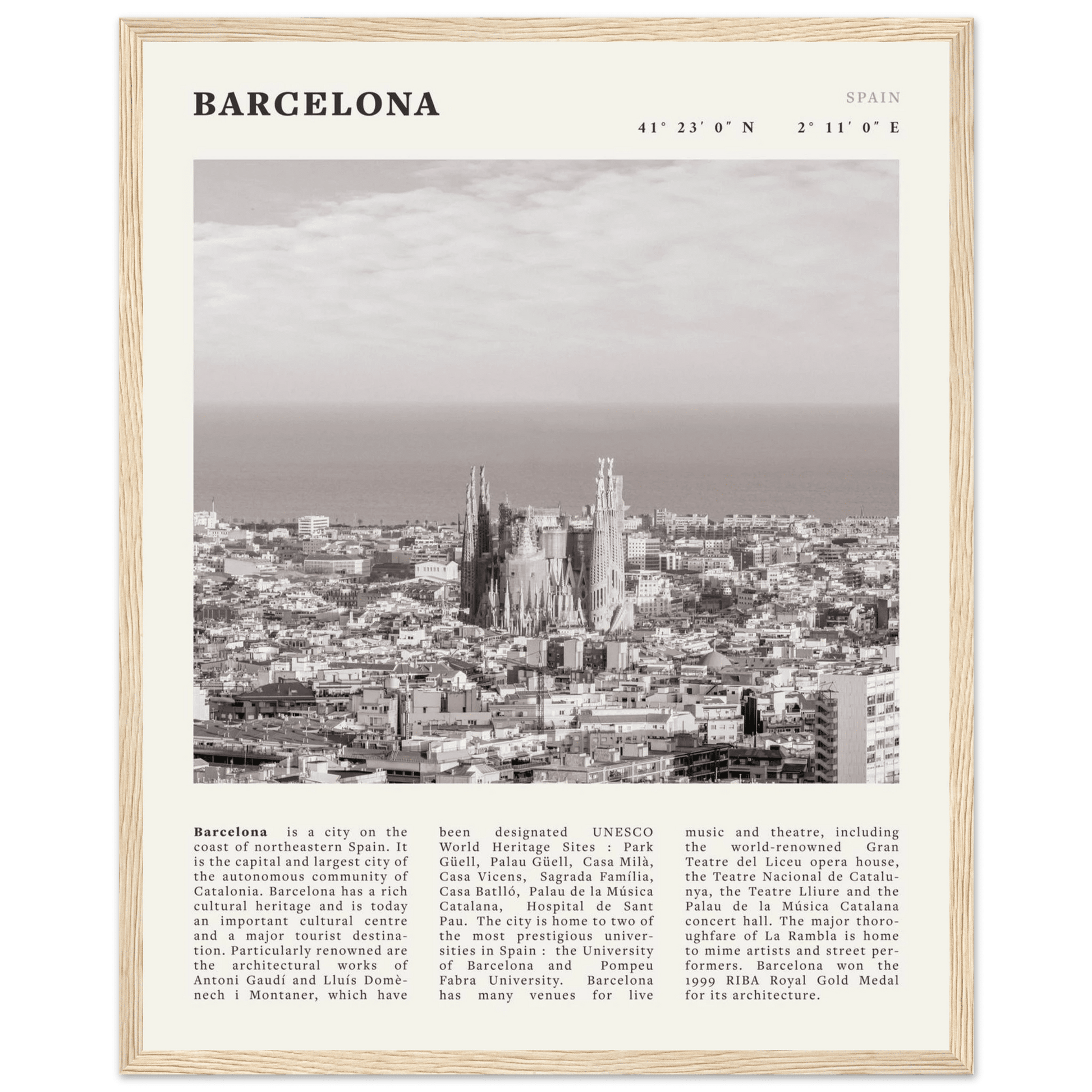 Barcelona Poster | Black & White Sagrada Familia Wall Art | Spain Travel Print - Evergreen Posters