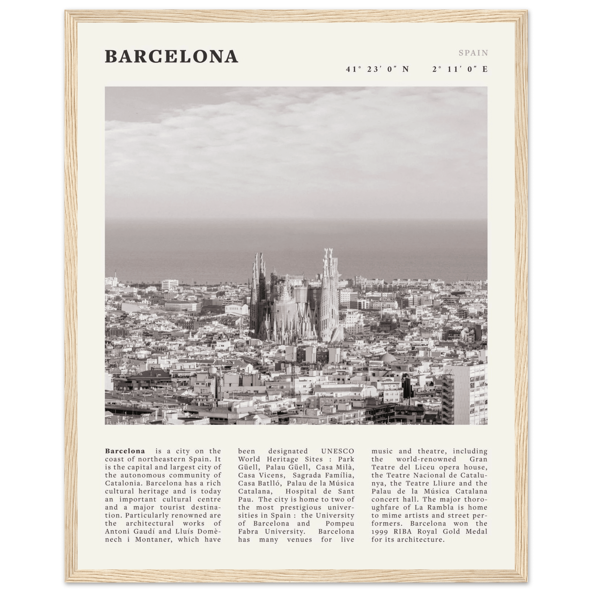 Barcelona Poster | Black & White Sagrada Familia Wall Art | Spain Travel Print - Evergreen Posters
