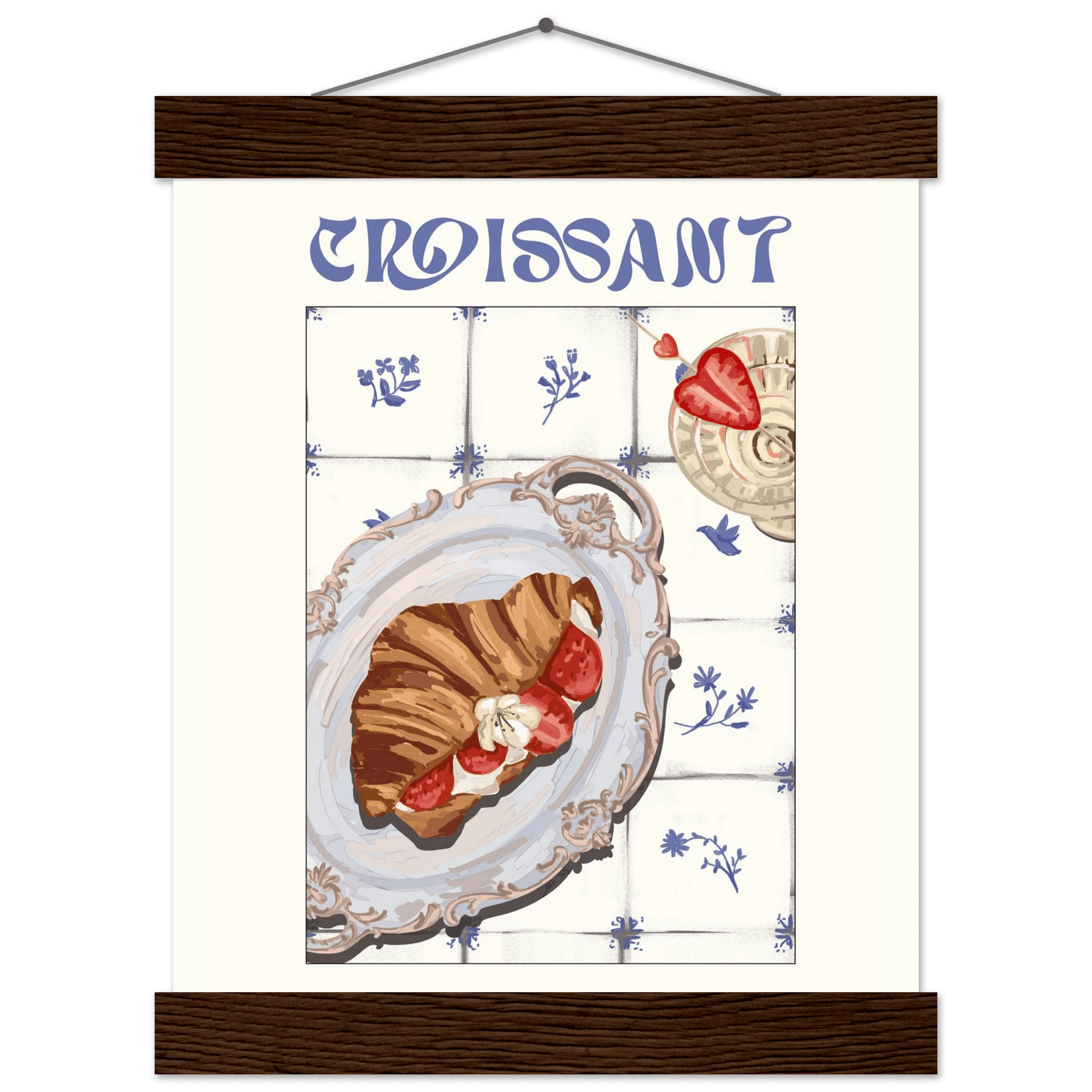 Croissant Poster – Charming French Breakfast Kitchen Wall Art Print (Digital & Printed Options) - Evergreen Posters
