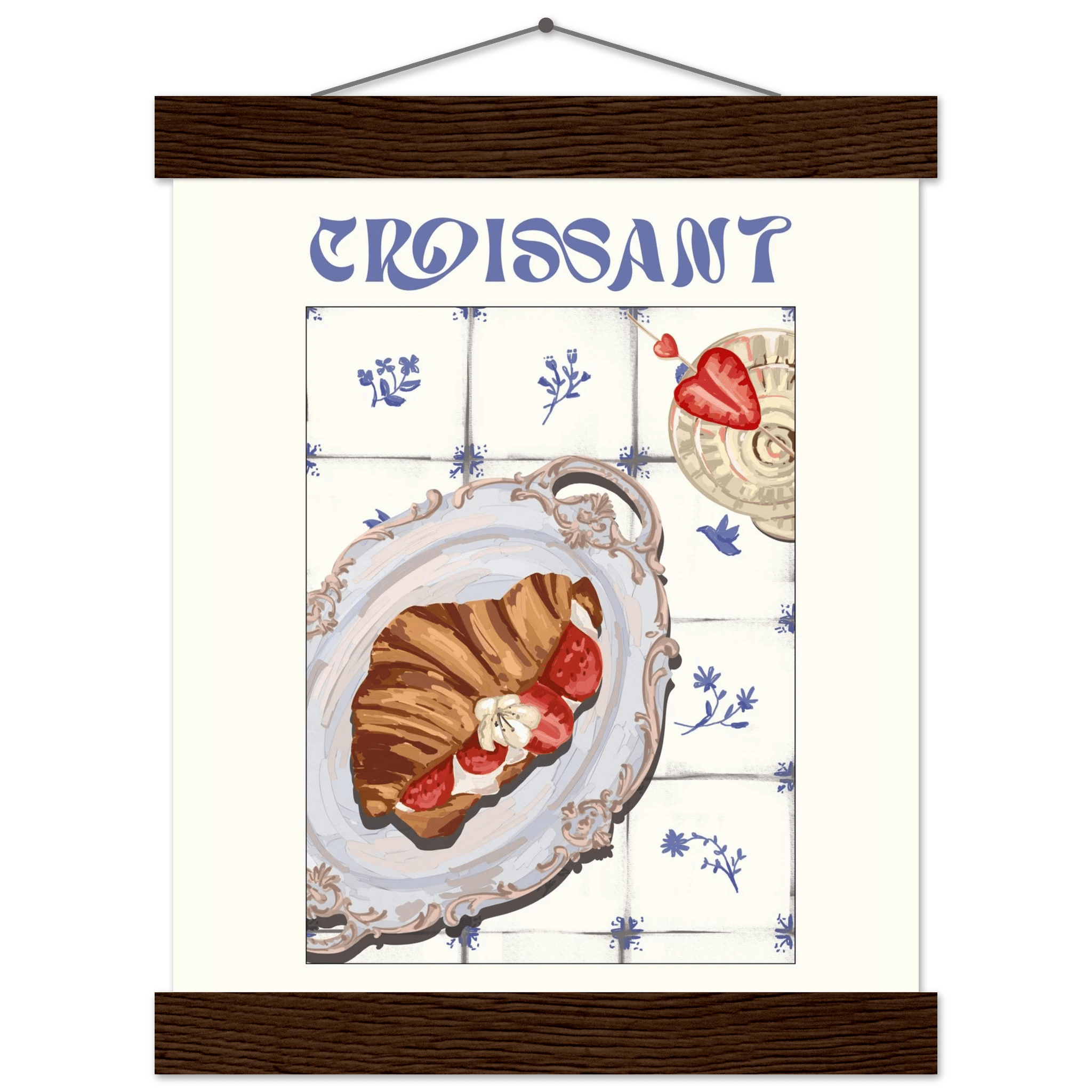 Croissant Poster – Charming French Breakfast Kitchen Wall Art Print (Digital & Printed Options) - Evergreen Posters