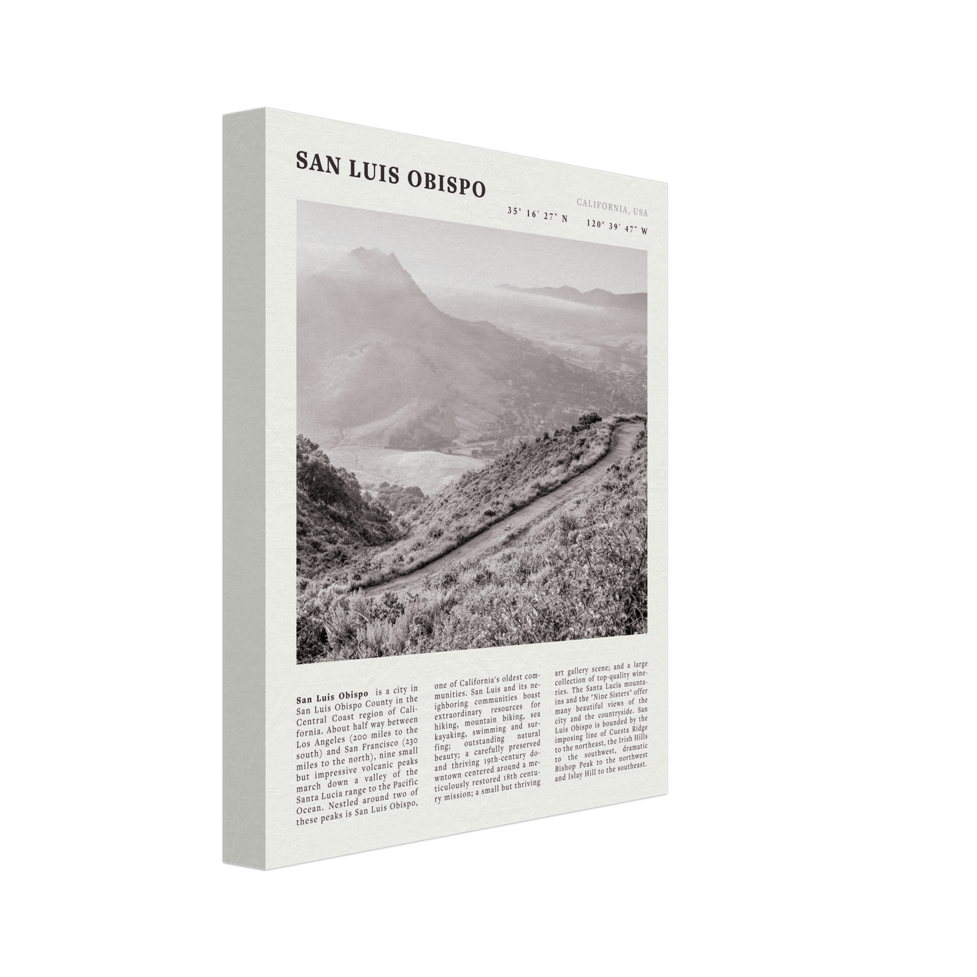 San Luis Obispo Poster | Black & White California Wall Art | SLO Travel Print - Evergreen Posters
