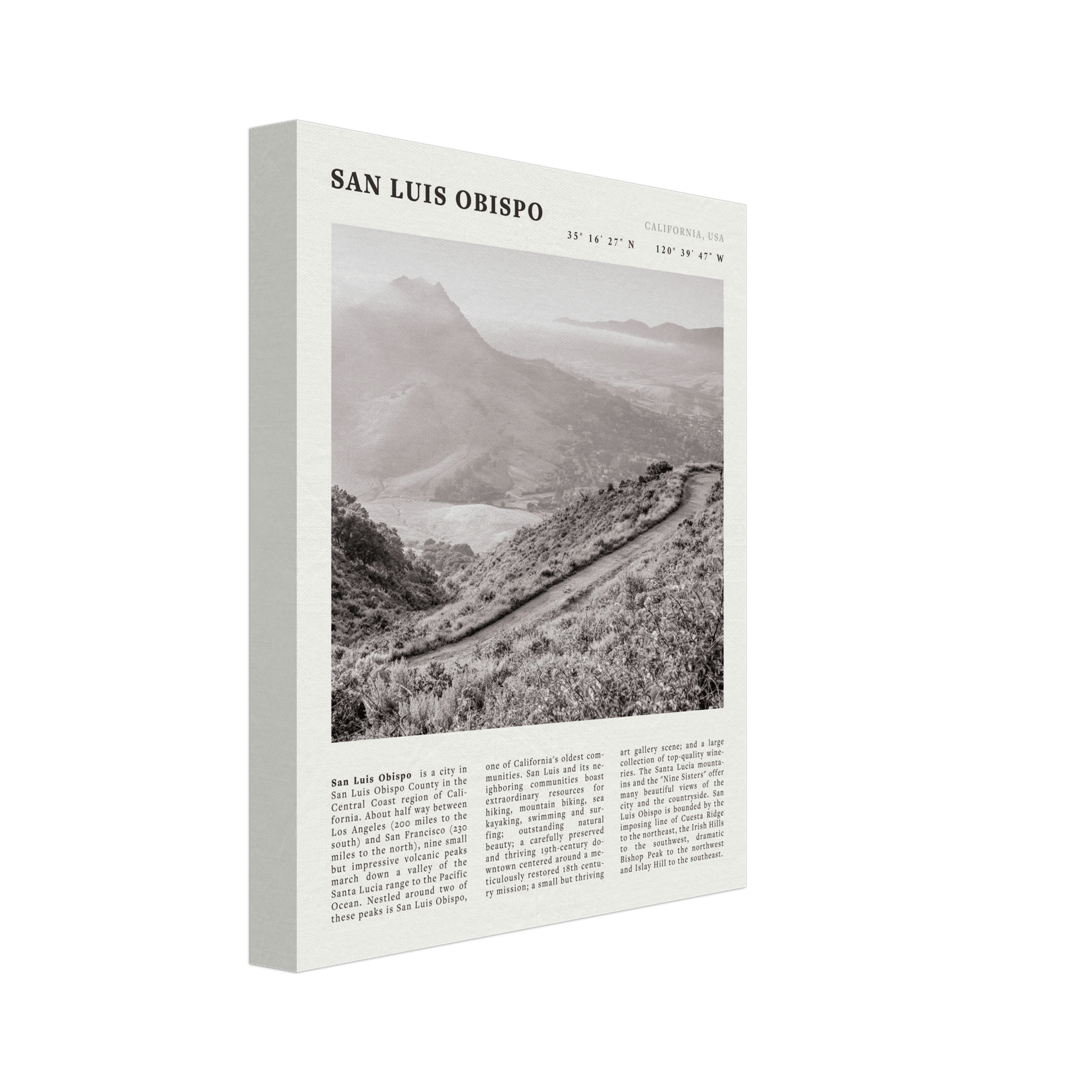 San Luis Obispo Poster | Black & White California Wall Art | SLO Travel Print - Evergreen Posters