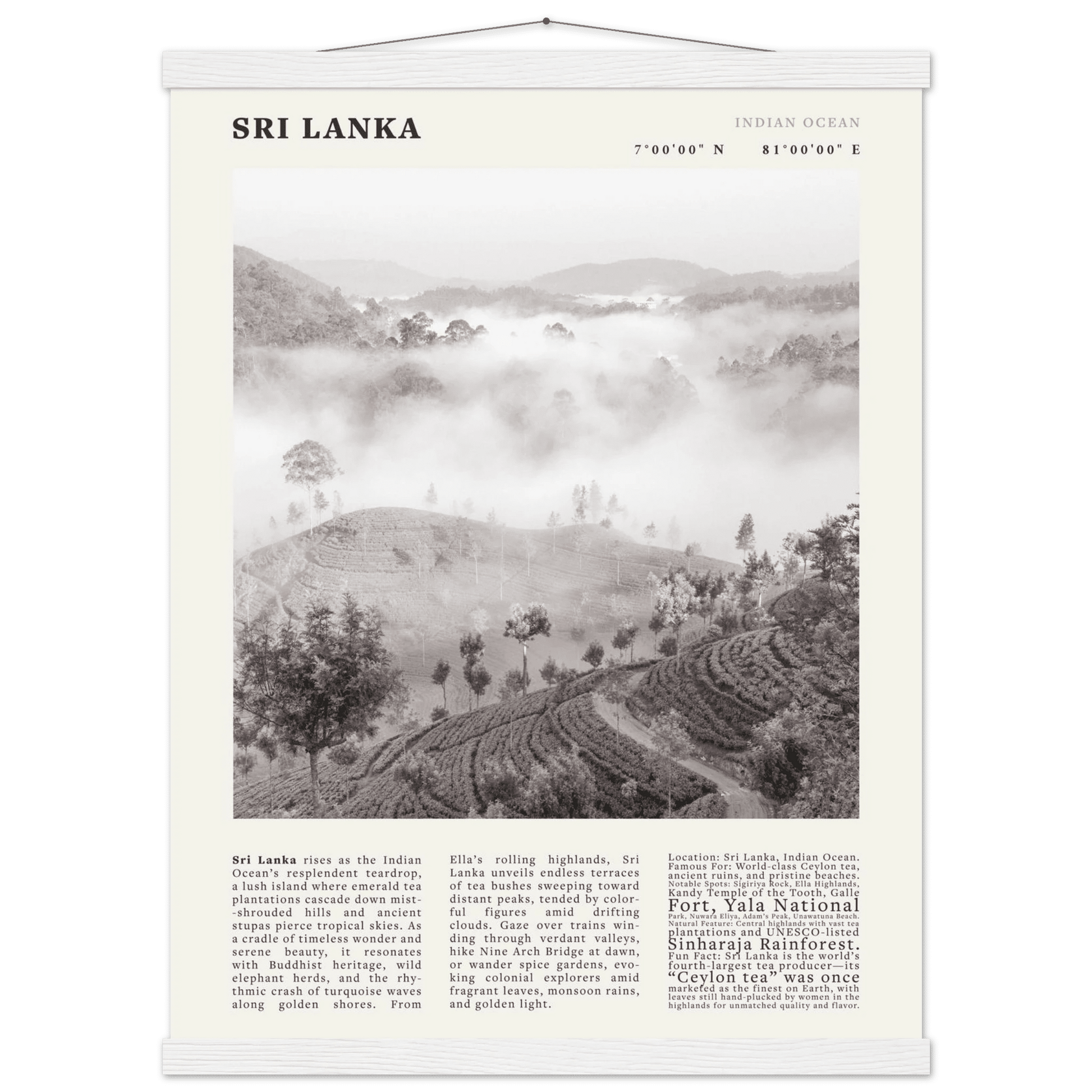 Sri Lanka Poster Black and White – Vintage Ceylon Tea Plantation Print (Digital & Printed Options) - Evergreen Posters