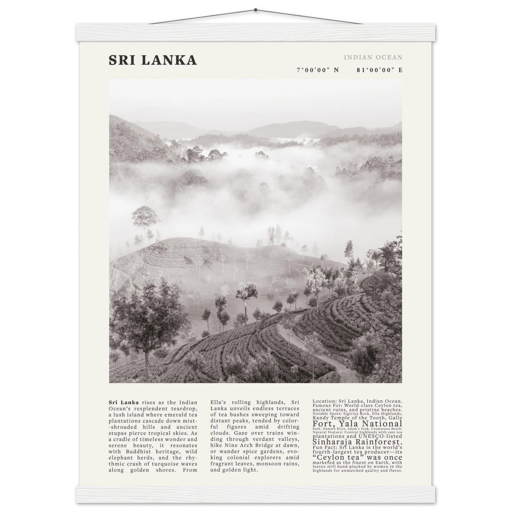 Sri Lanka Poster Black and White – Vintage Ceylon Tea Plantation Print (Digital & Printed Options) - Evergreen Posters