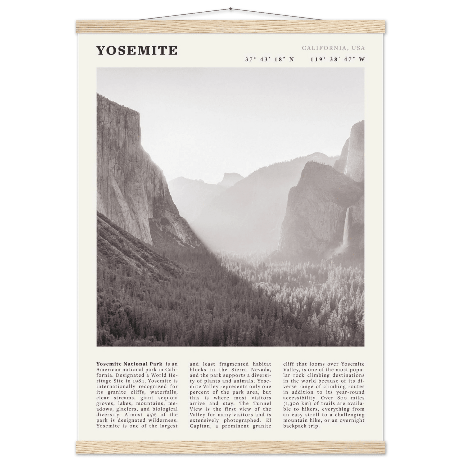 Yosemite Poster | Black & White National Park Wall Art | California Nature Print - Evergreen Posters