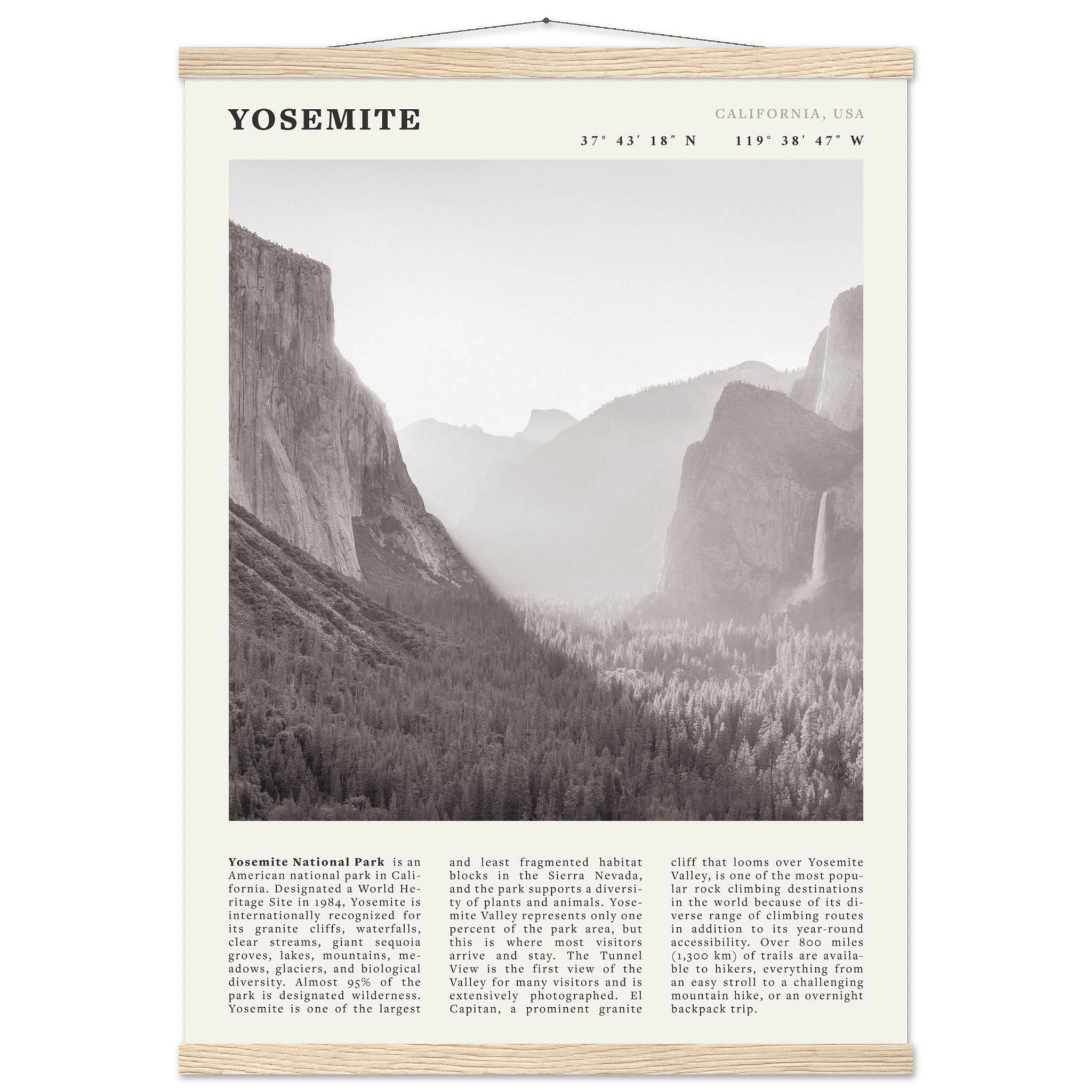 Yosemite Poster | Black & White National Park Wall Art | California Nature Print - Evergreen Posters