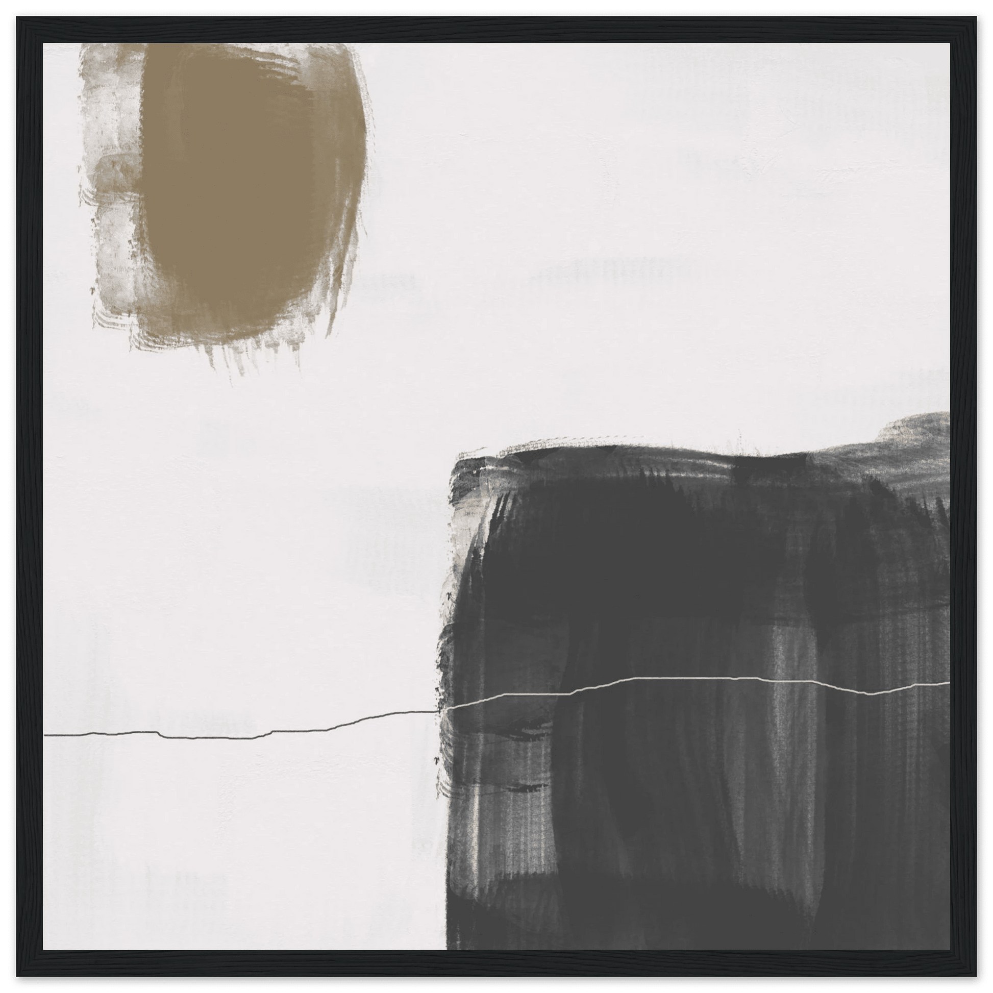 Olive & Black Brushstroke Abstract Poster | Minimalist Square Wall Art | Modern Decor - Evergreen Posters