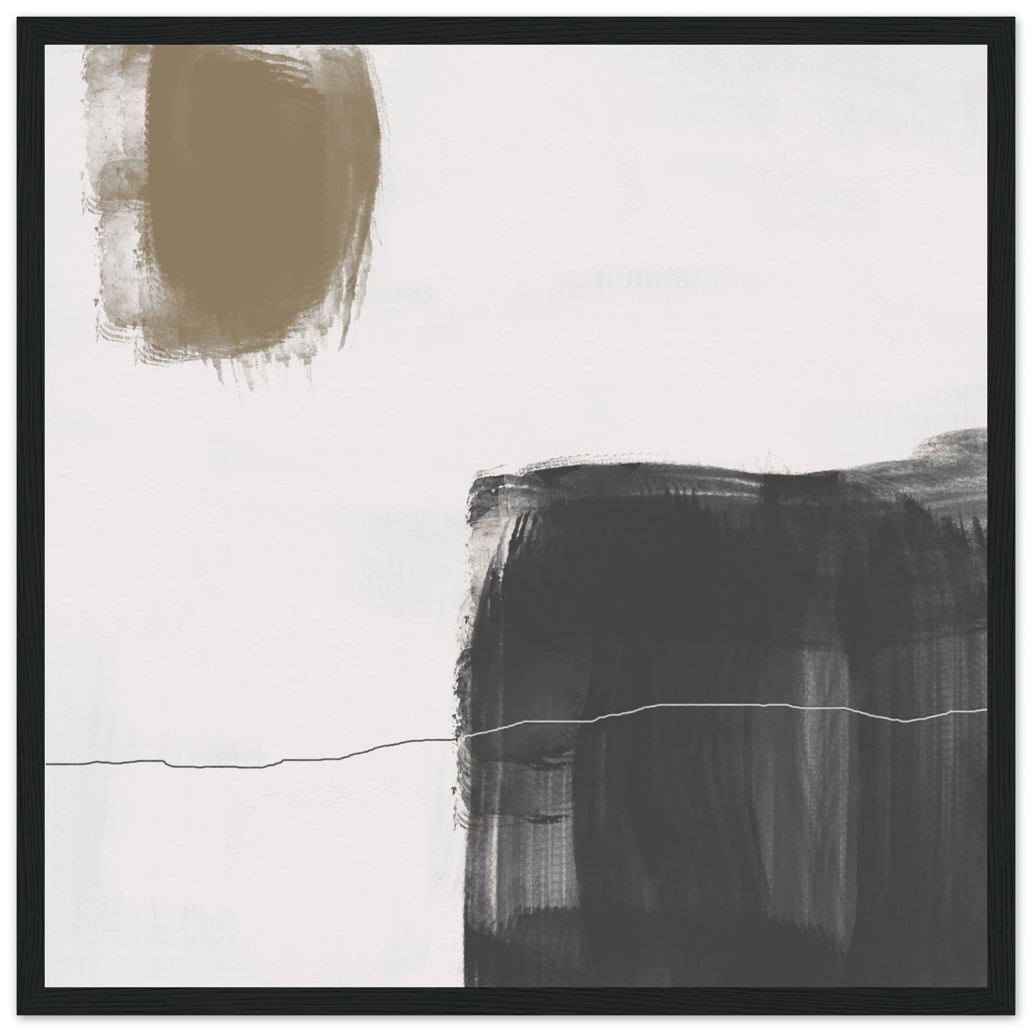 Olive & Black Brushstroke Abstract Poster | Minimalist Square Wall Art | Modern Decor - Evergreen Posters