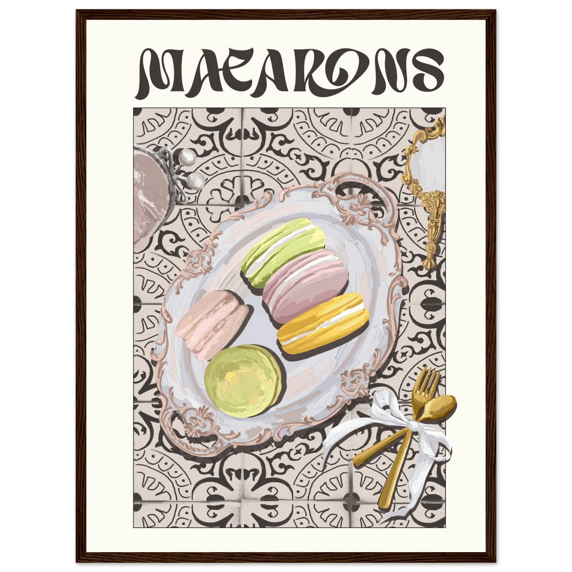 Macarons Poster – Playful French Patisserie Kitchen Wall Art Print (Digital & Printed Options) - Evergreen Posters