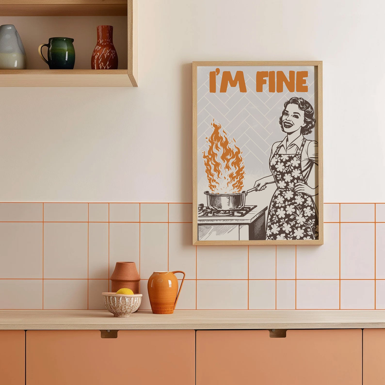 I'm Fine Poster – Funny Retro Kitchen Wall Art Print (Digital & Printed Options) - Evergreen Posters