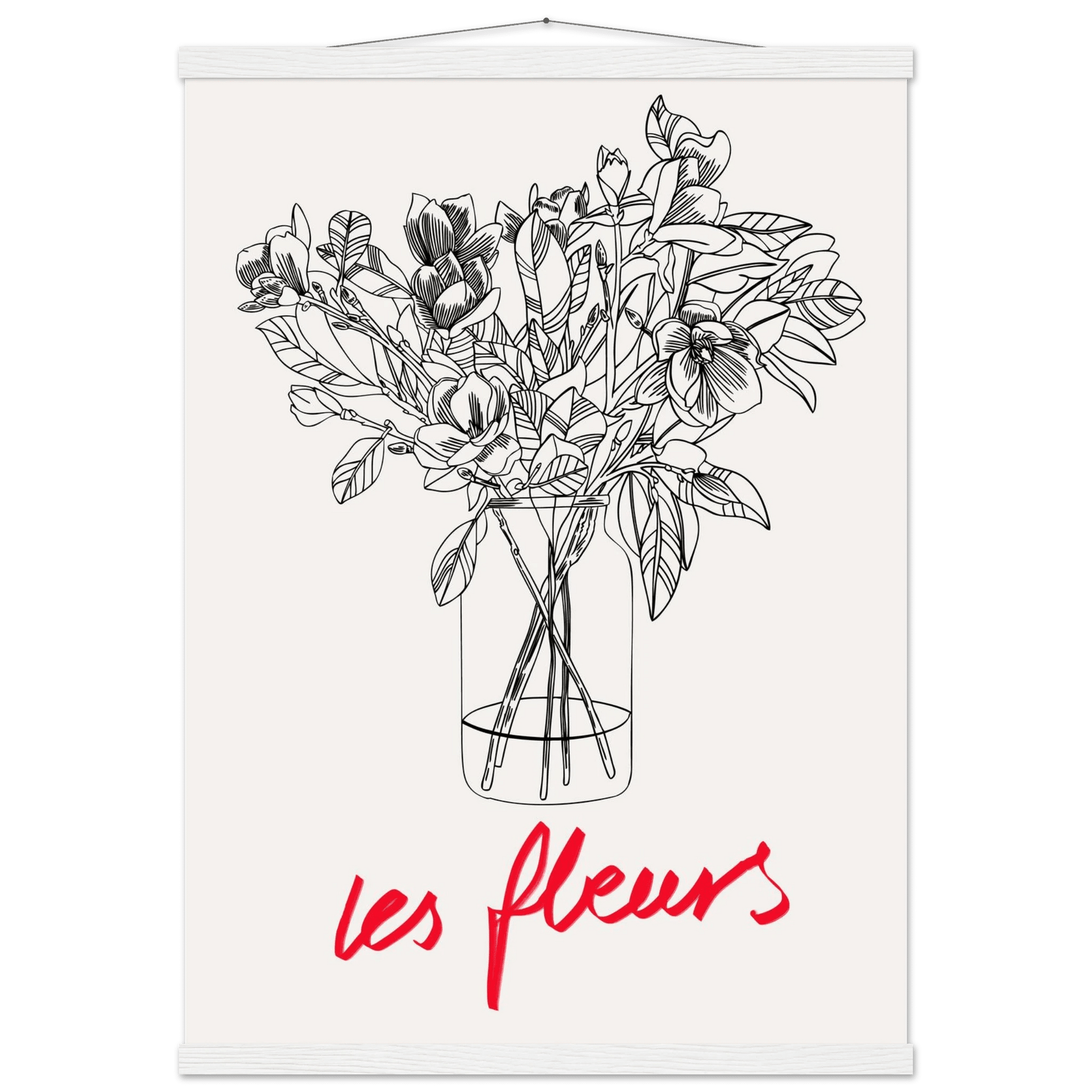 Les Fleurs Botanical Poster | French Flower Line Art Print | Minimalist Floral Wall Decor - Evergreen Posters